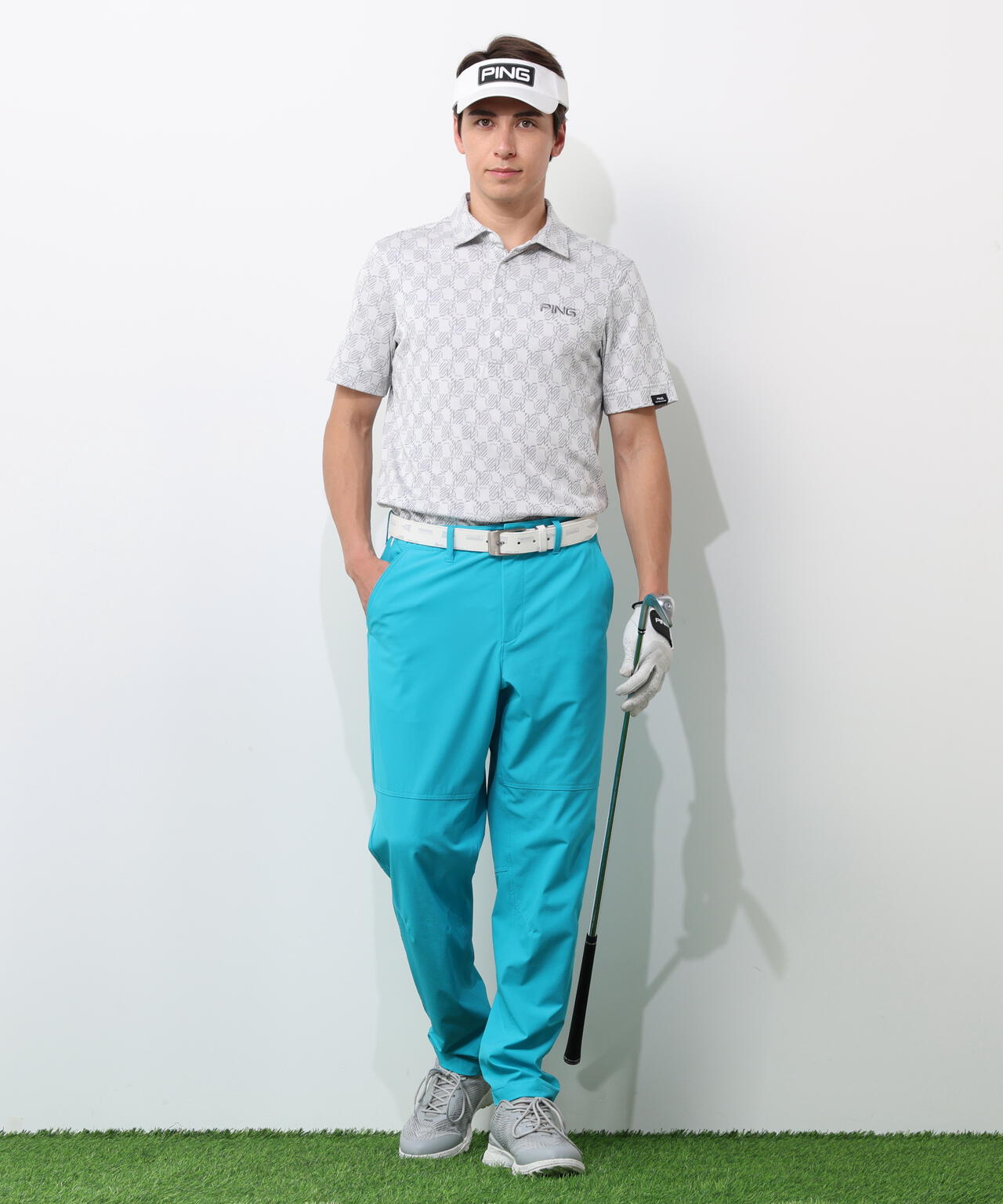 【PING APPAREL】AZモノグラムジャカードブロックロゴ半袖ポロシャツ ＜PERFORMANCE＞ (MENS)