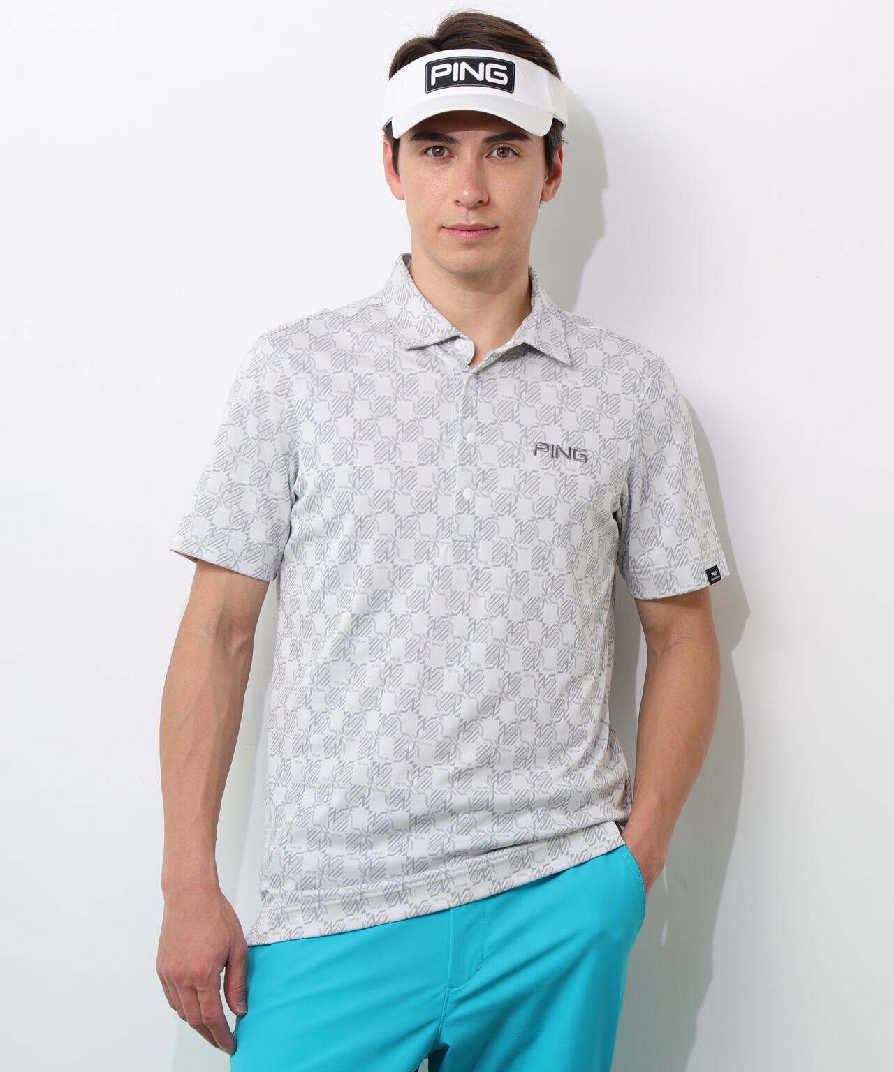 【PING APPAREL】AZモノグラムジャカードブロックロゴ半袖ポロシャツ ＜PERFORMANCE＞ (MENS)