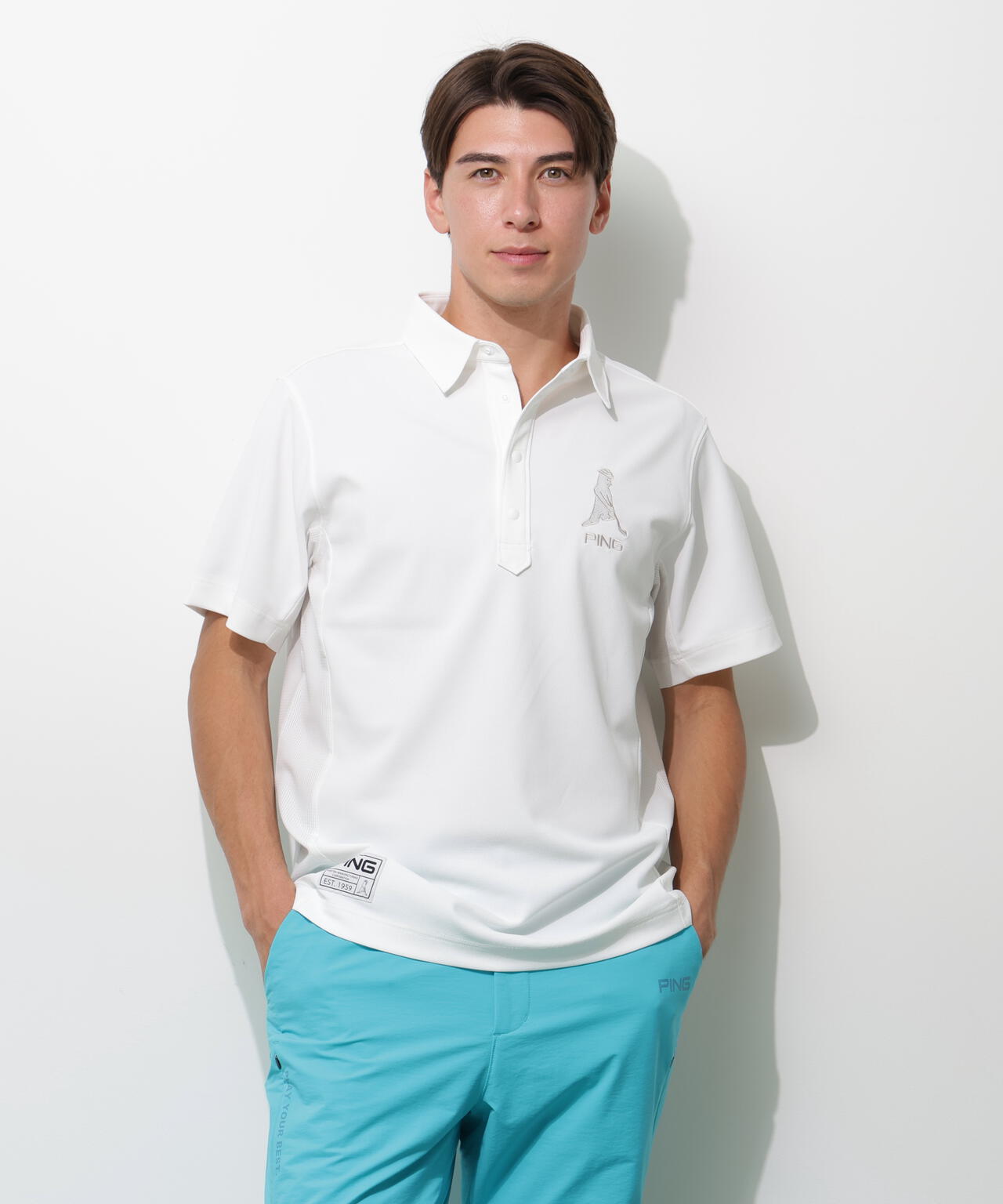 PING APPAREL】レイブロックMr.PING半袖ポロシャツ ＜GOLD＞ (MENS