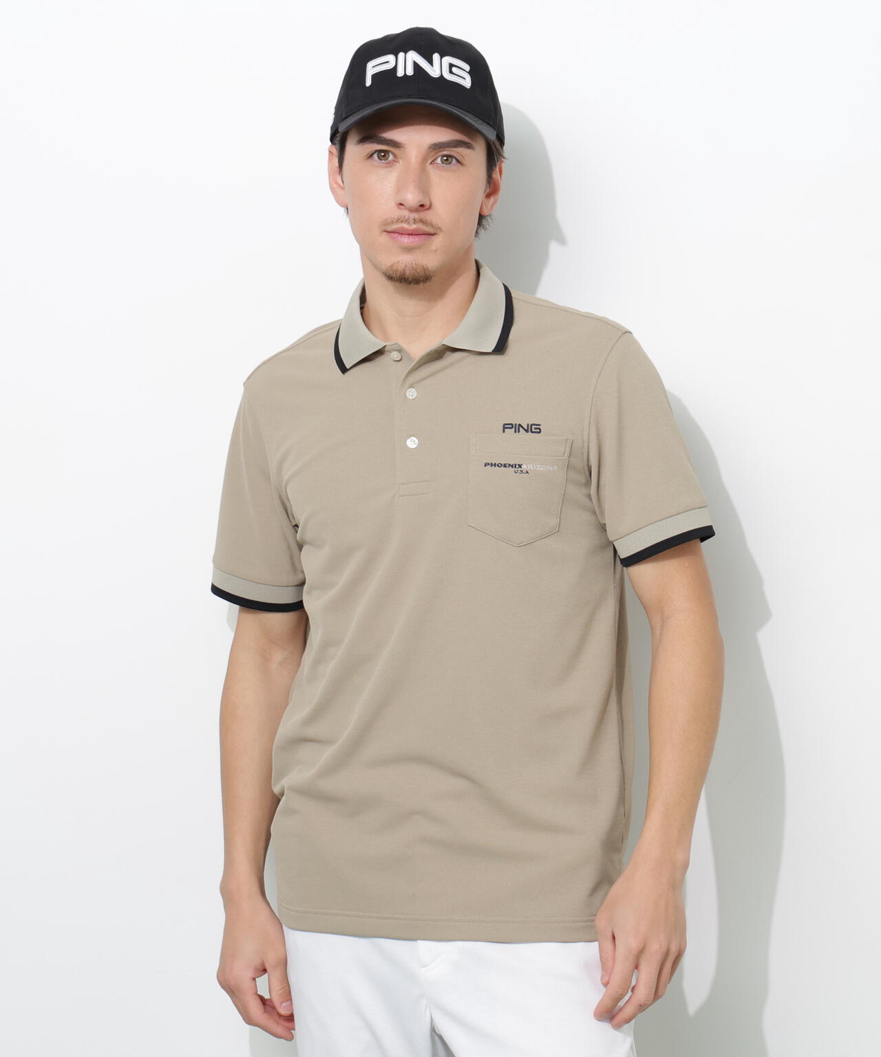 【PING APPAREL】スナップテックス半袖ラインポロシャツ ＜NATIVE＞ (MENS)