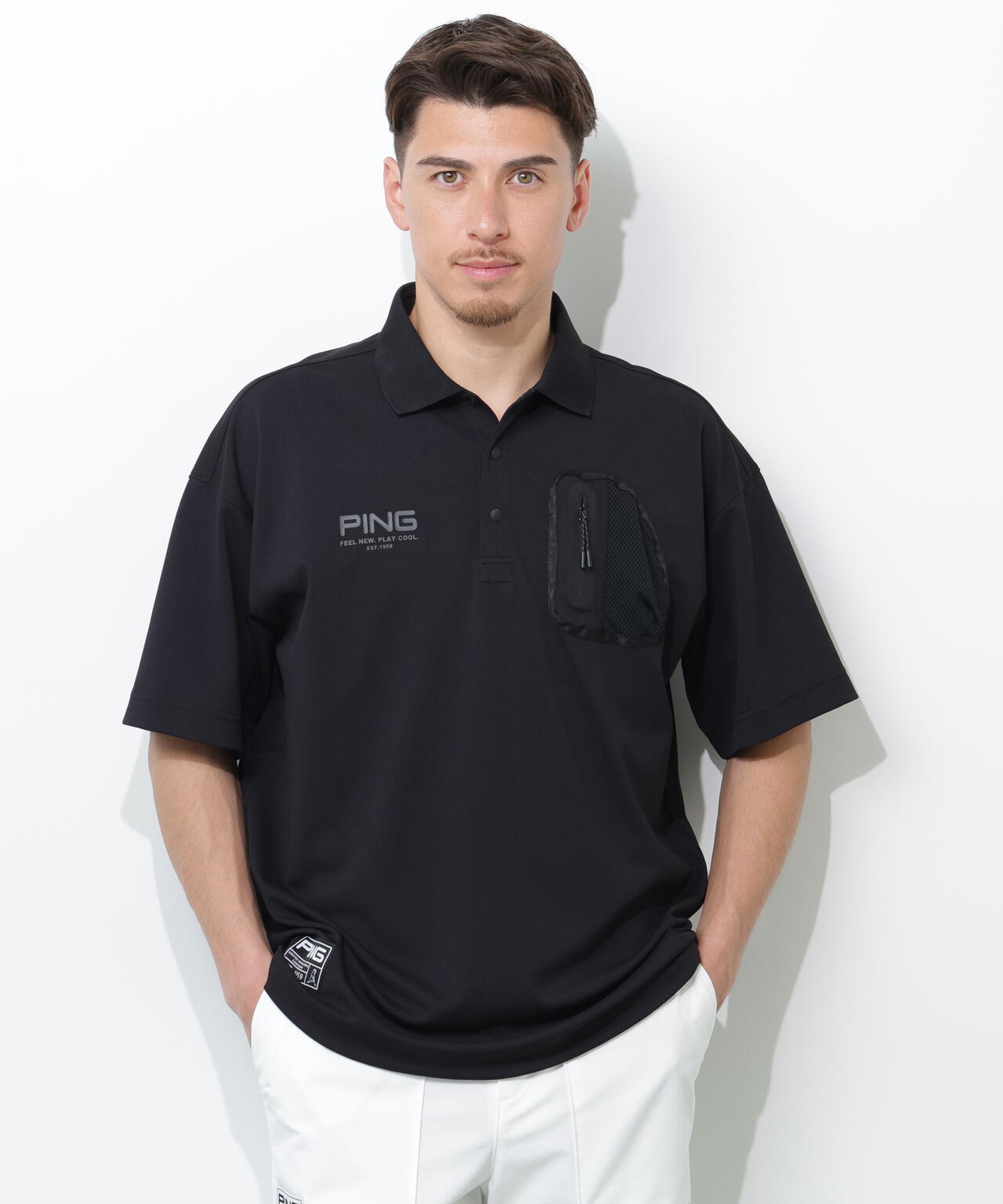 【PING APPAREL】半袖カノコオーバーポロシャツ ＜GOLD＞ (MENS)