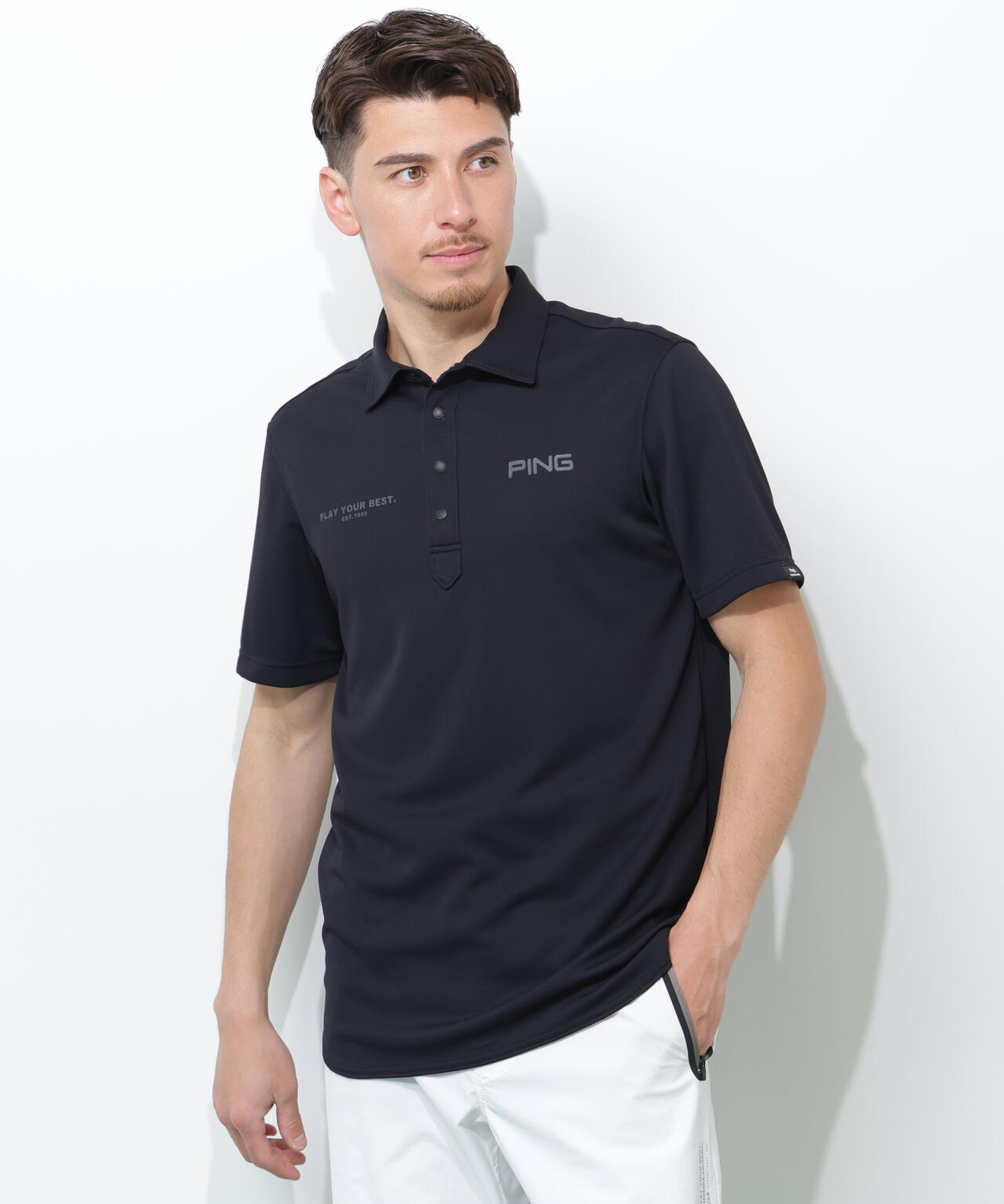 【PING APPAREL】アセイヤーン裏ワッフル半袖ポロシャツ ＜PERFORMANCE＞ (MENS)