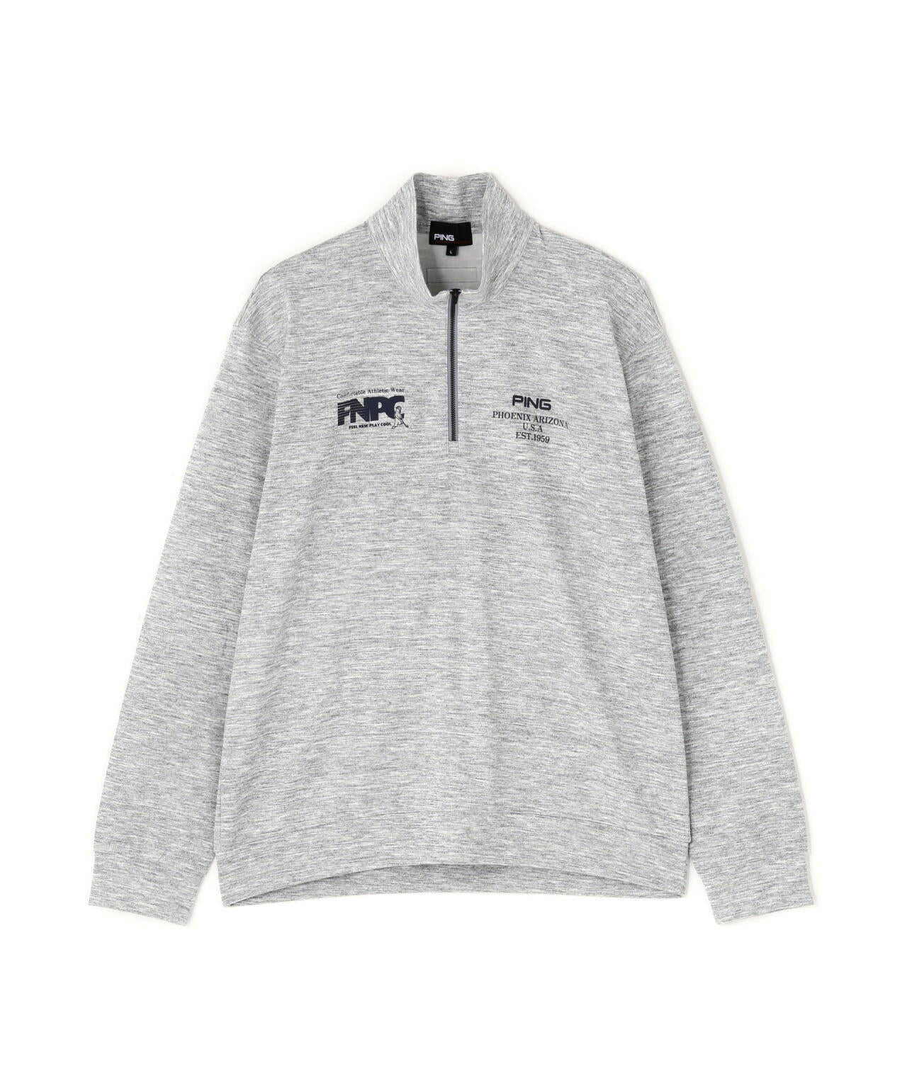 【PING APPAREL】全方向ストレッチダブルフェイスドライミックスアイストーンハーフジップカットソー ＜NATIVE＞ (MENS)