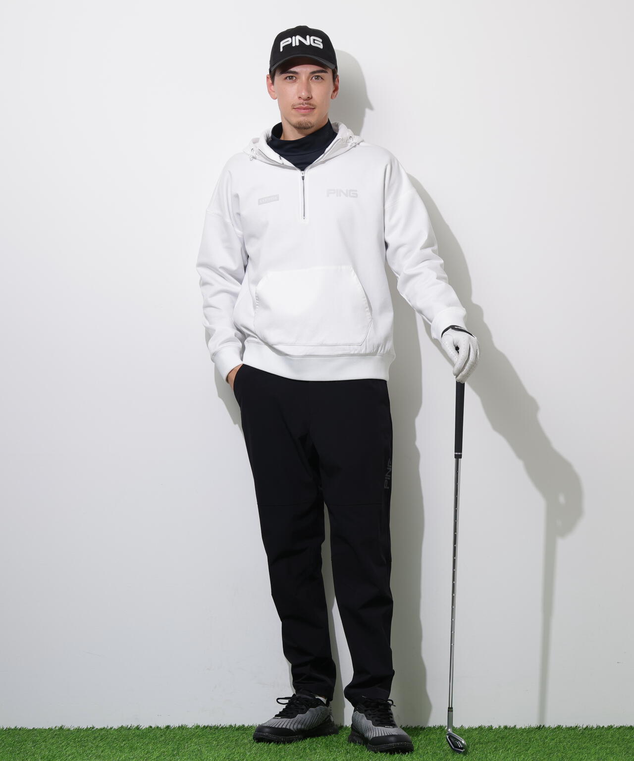 【PING APPAREL】全方向ストレッチ接結裏メッシュハーフジップスウェットフーディ ＜PERFORMANCE＞ (MENS)