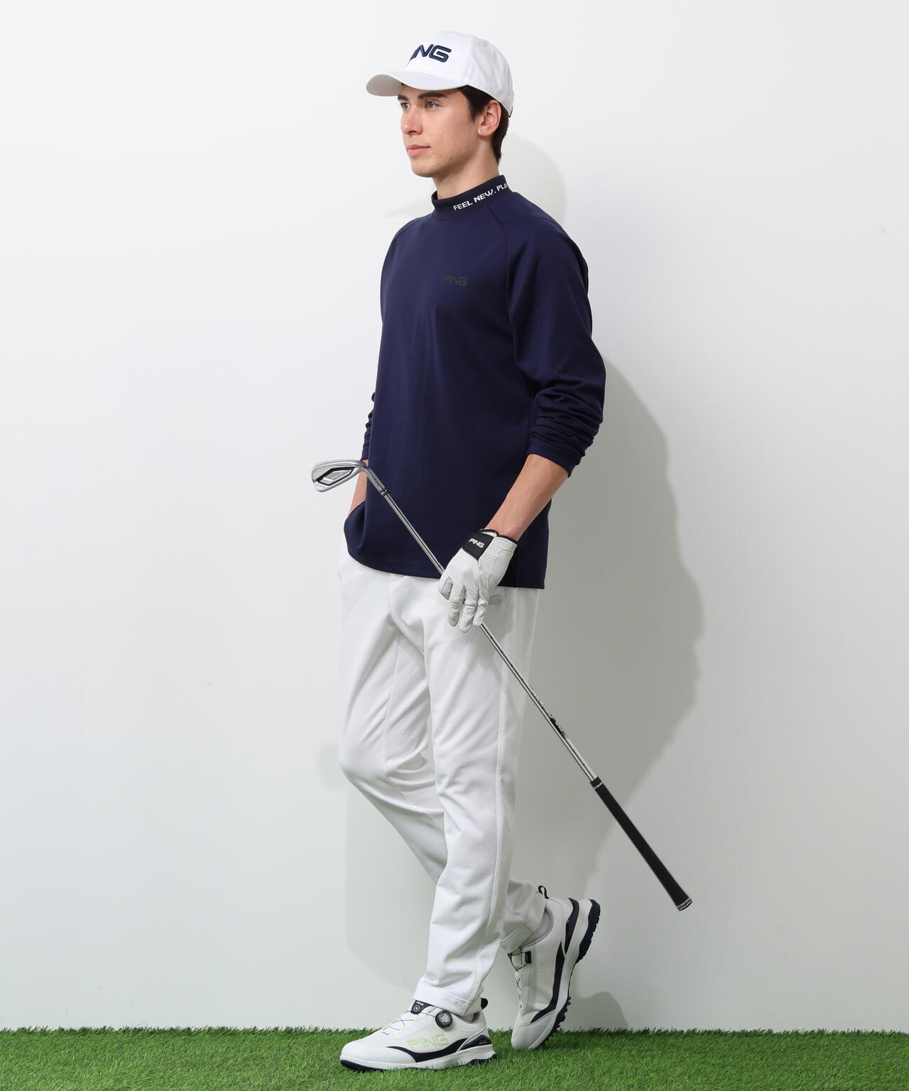 【PING APPAREL】冷感ポンチハイネックシャツ ＜GOLD＞ (MENS)