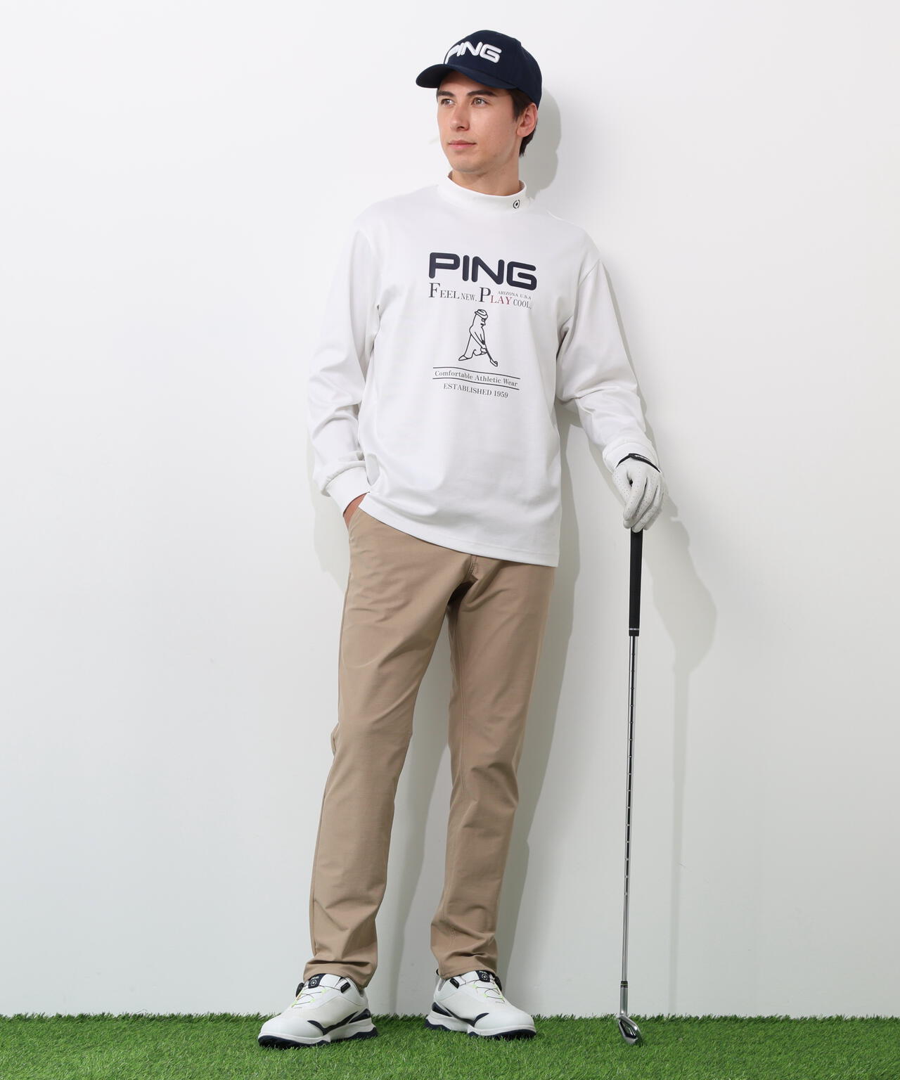 【PING APPAREL】冷感ポンチハイネックシャツ ＜NATIVE＞ (MENS)