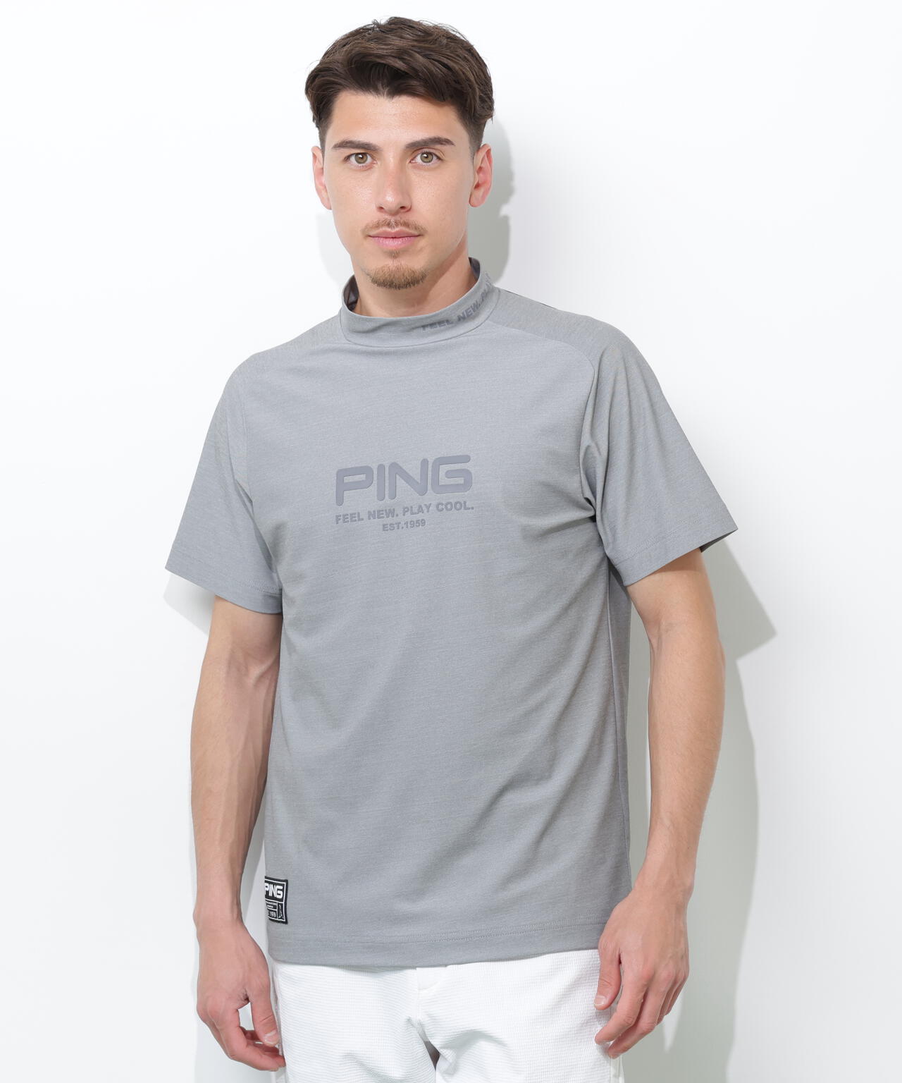 Ping トップス PING APPAREL】レイブロックエコマイクロカノコ半袖ハイネックシャツ