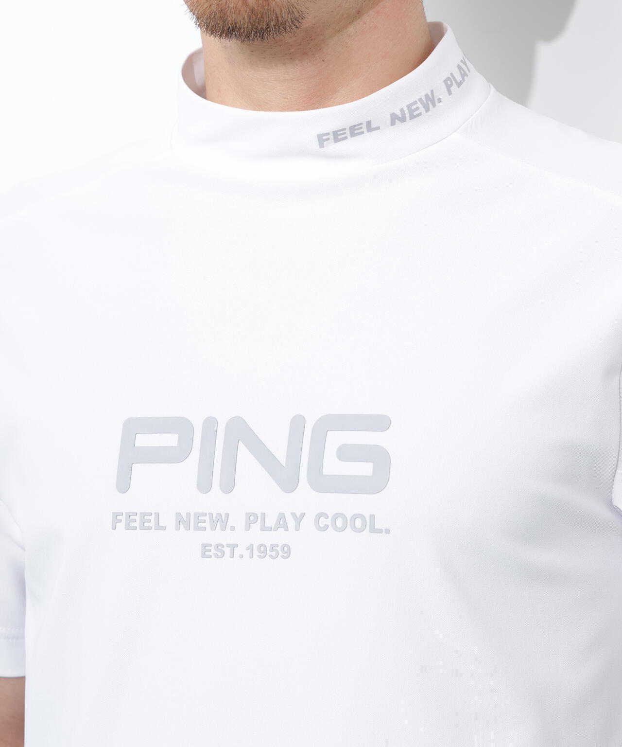 PING APPAREL】レイブロックエコマイクロカノコ半袖ハイネックシャツ