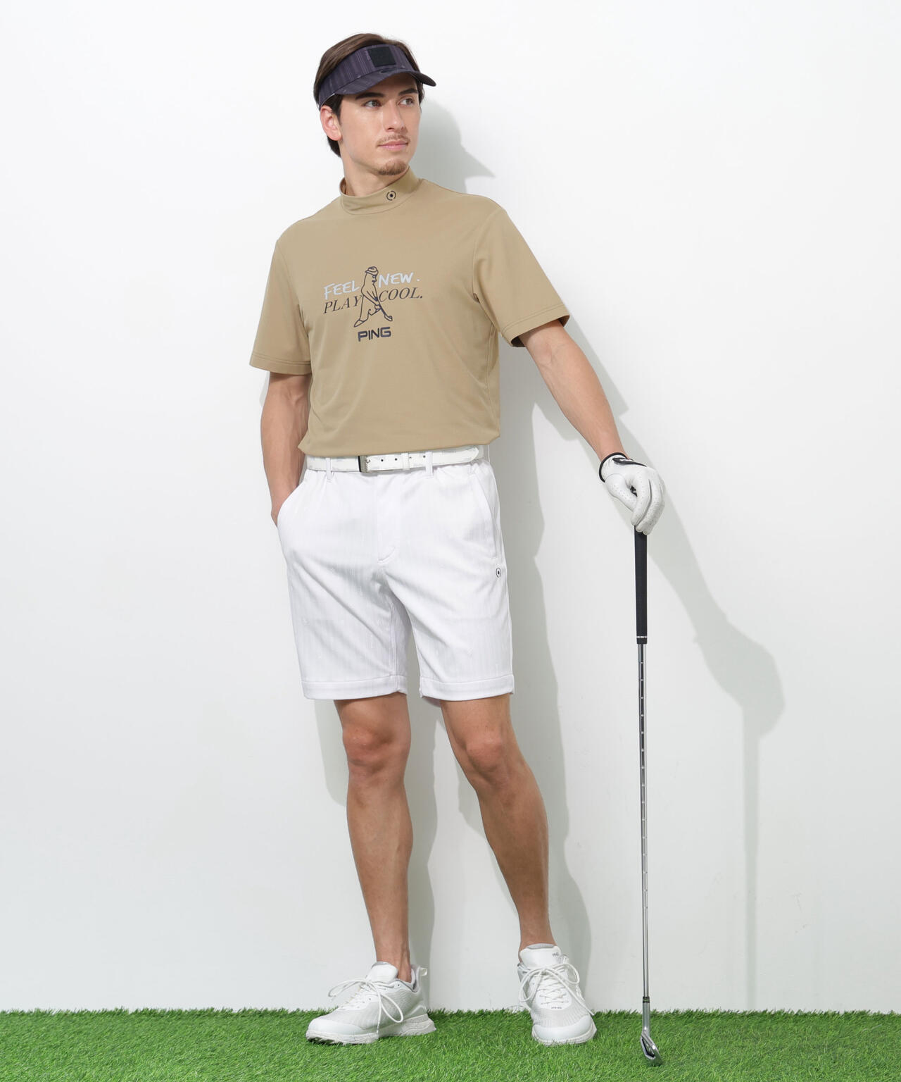 【PING APPAREL】SNAPTEXカノコインレーMr.PINGプリント半袖ハイネックカットソー ＜NATIVE＞ (MENS)
