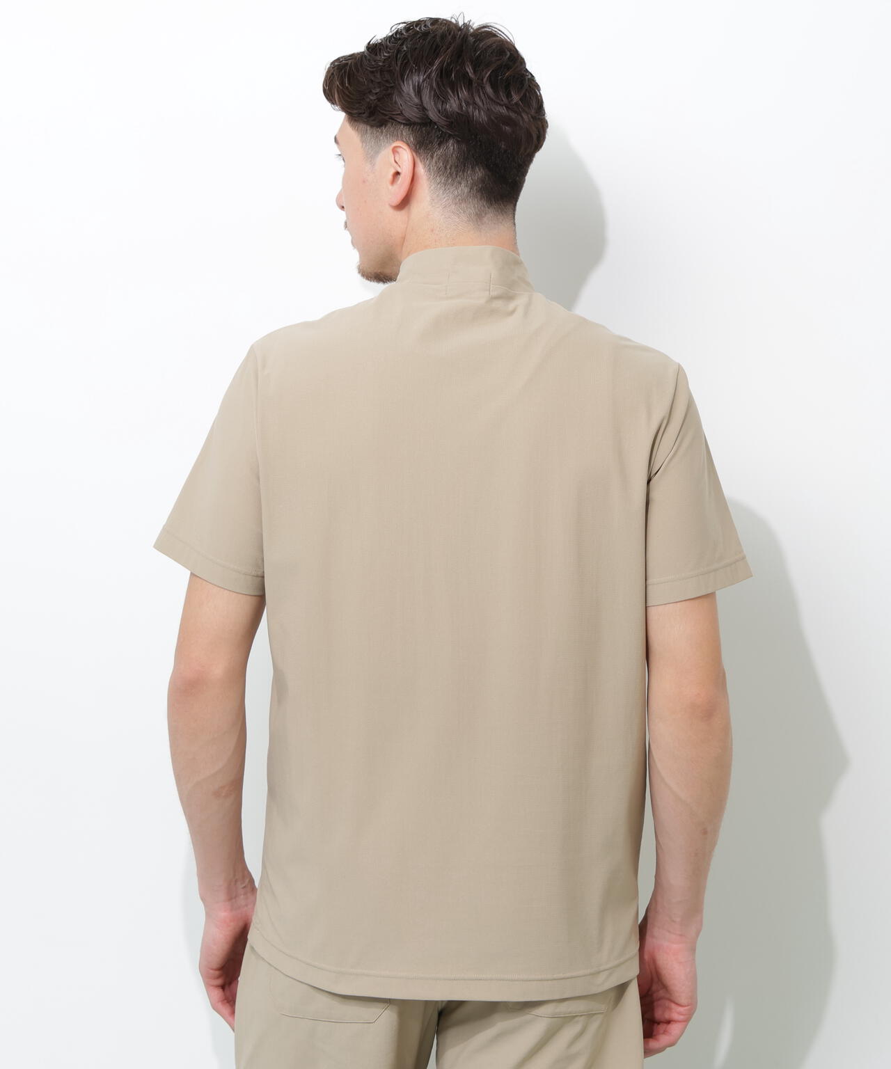 PING ベージュ 半袖シャツ PING APPAREL】全方向ストレッチドットメッシュ半袖ハイネックシャツ