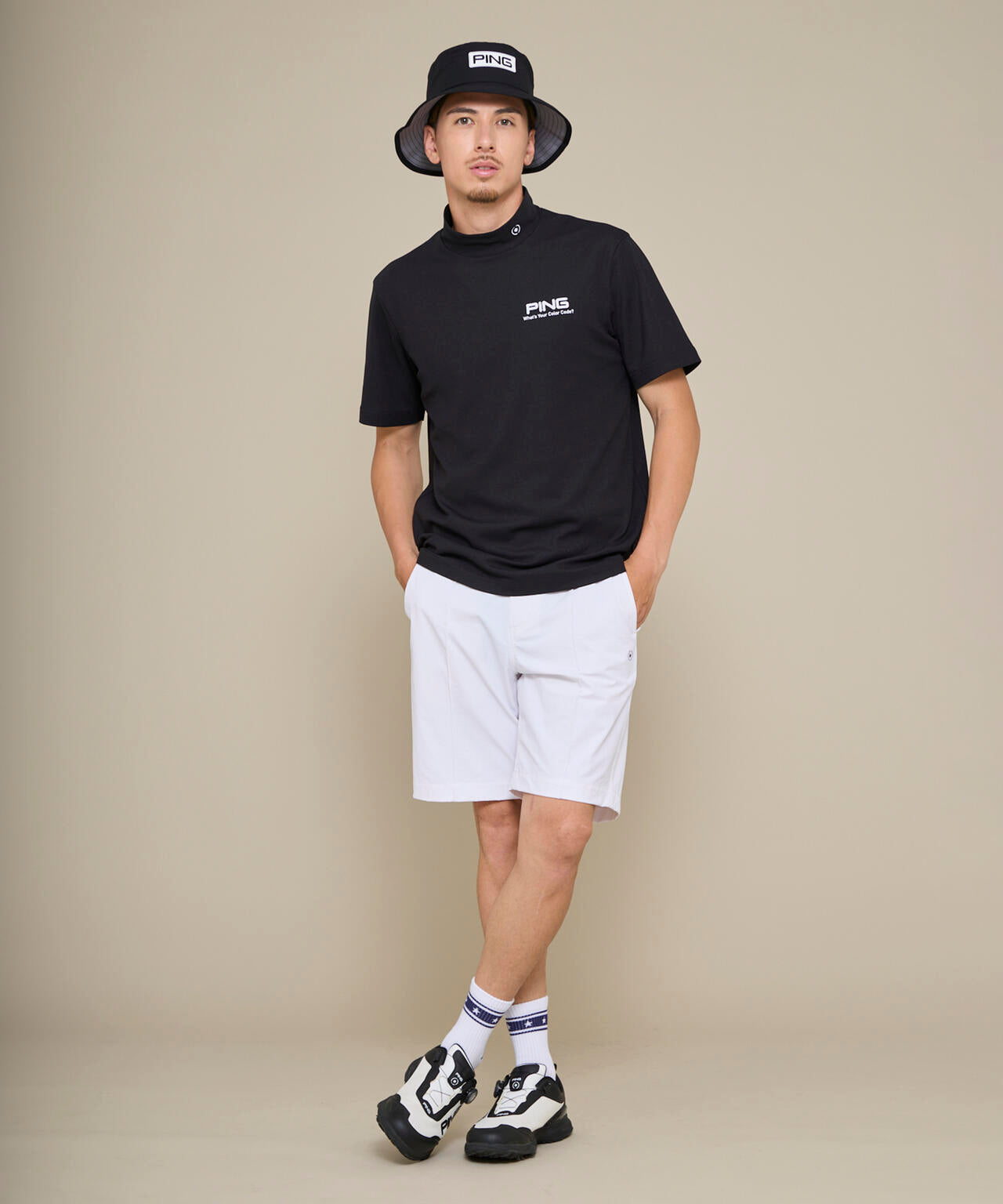 【PING APPAREL】【10カラーシリーズ】PEカノコ半袖ハイネックシャツ ＜NATIVE＞ (MENS)