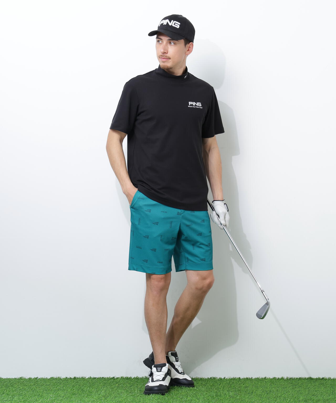 【PING APPAREL】【10カラーシリーズ】PEカノコ半袖ハイネックシャツ ＜NATIVE＞ (MENS)