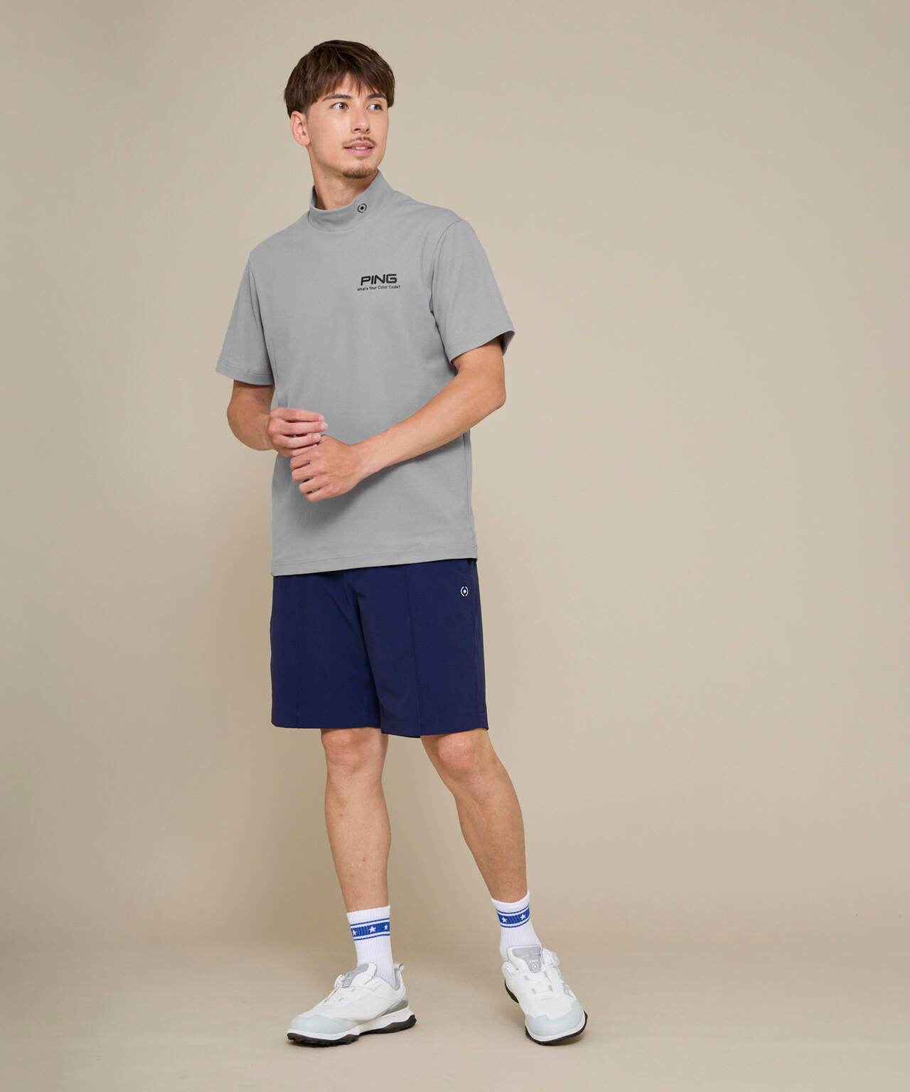 PING APPAREL】【10カラーシリーズ】PEカノコ半袖ハイネックシャツ