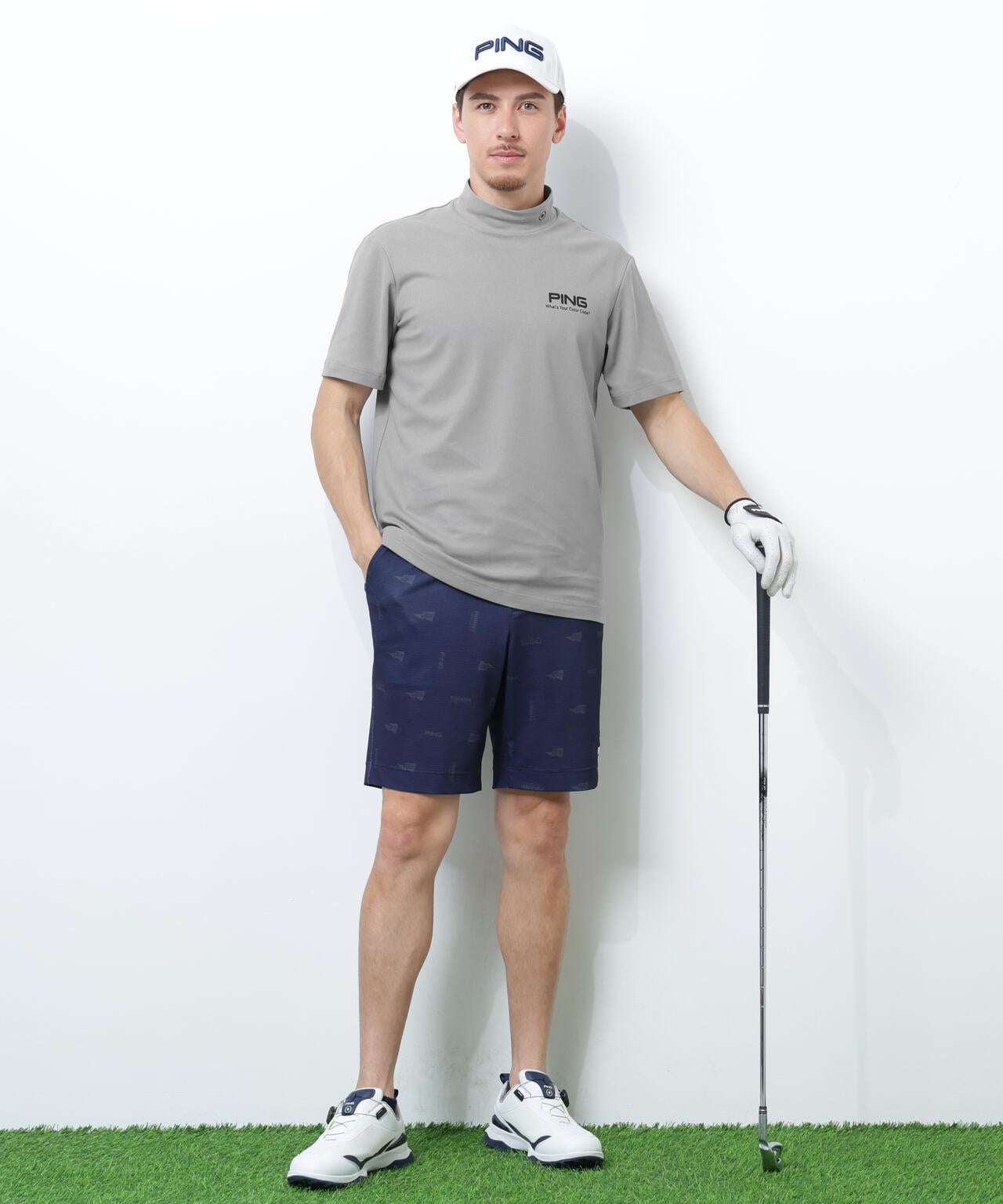 PING APPAREL】【10カラーシリーズ】PEカノコ半袖ハイネックシャツ