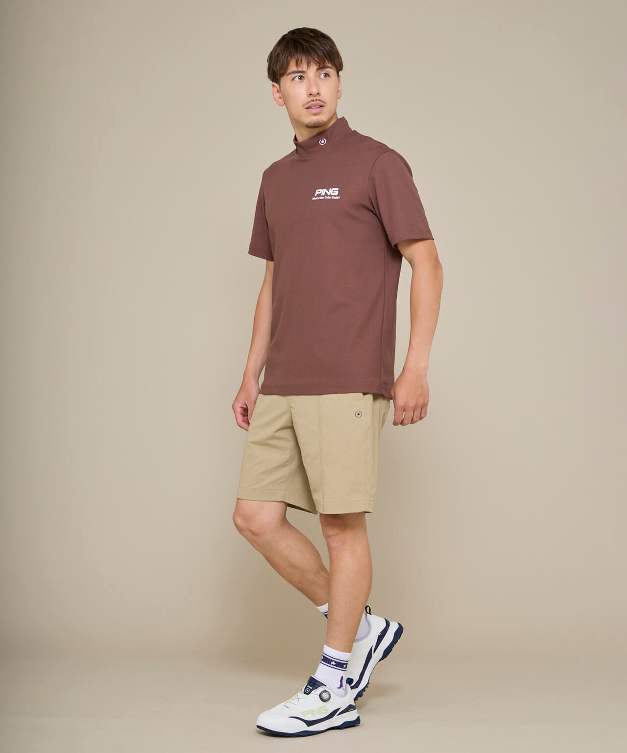 【PING APPAREL】【10カラーシリーズ】PEカノコ半袖ハイネックシャツ ＜NATIVE＞ (MENS)