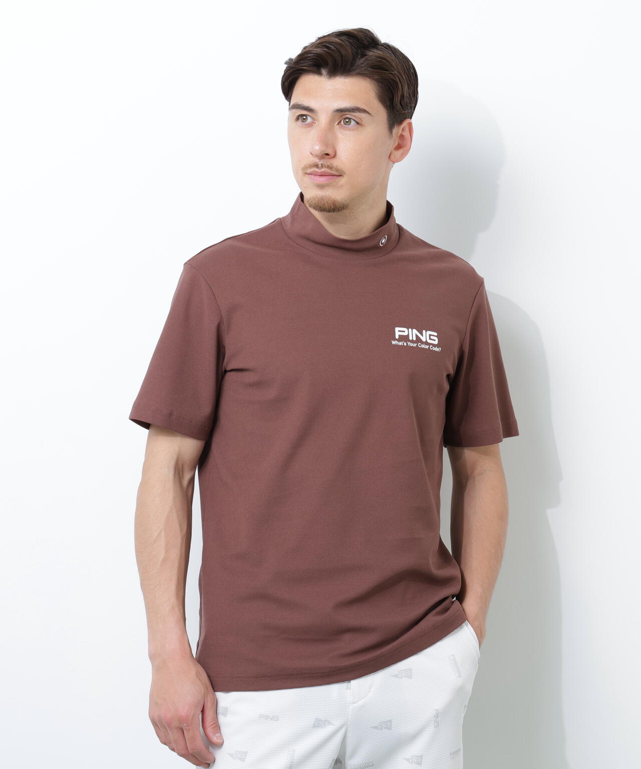PING APPAREL】【10カラーシリーズ】PEカノコ半袖ハイネックシャツ