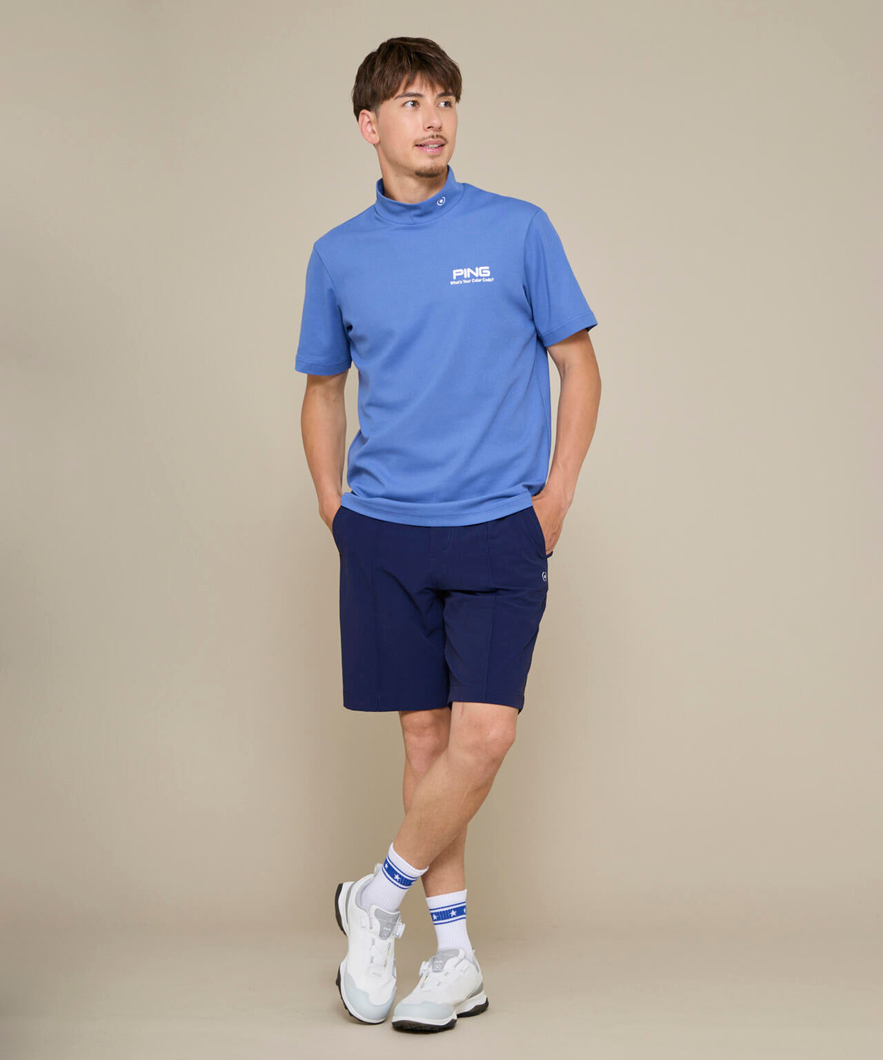 【PING APPAREL】【10カラーシリーズ】PEカノコ半袖ハイネックシャツ ＜NATIVE＞ (MENS)