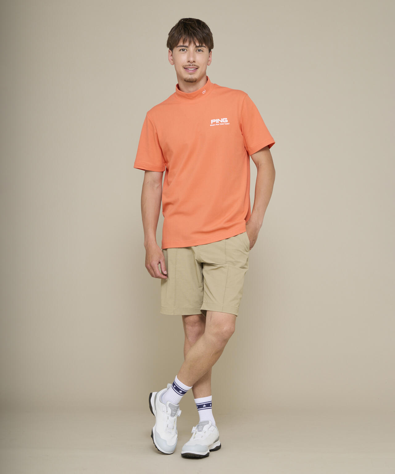 【PING APPAREL】【10カラーシリーズ】PEカノコ半袖ハイネックシャツ ＜NATIVE＞ (MENS)