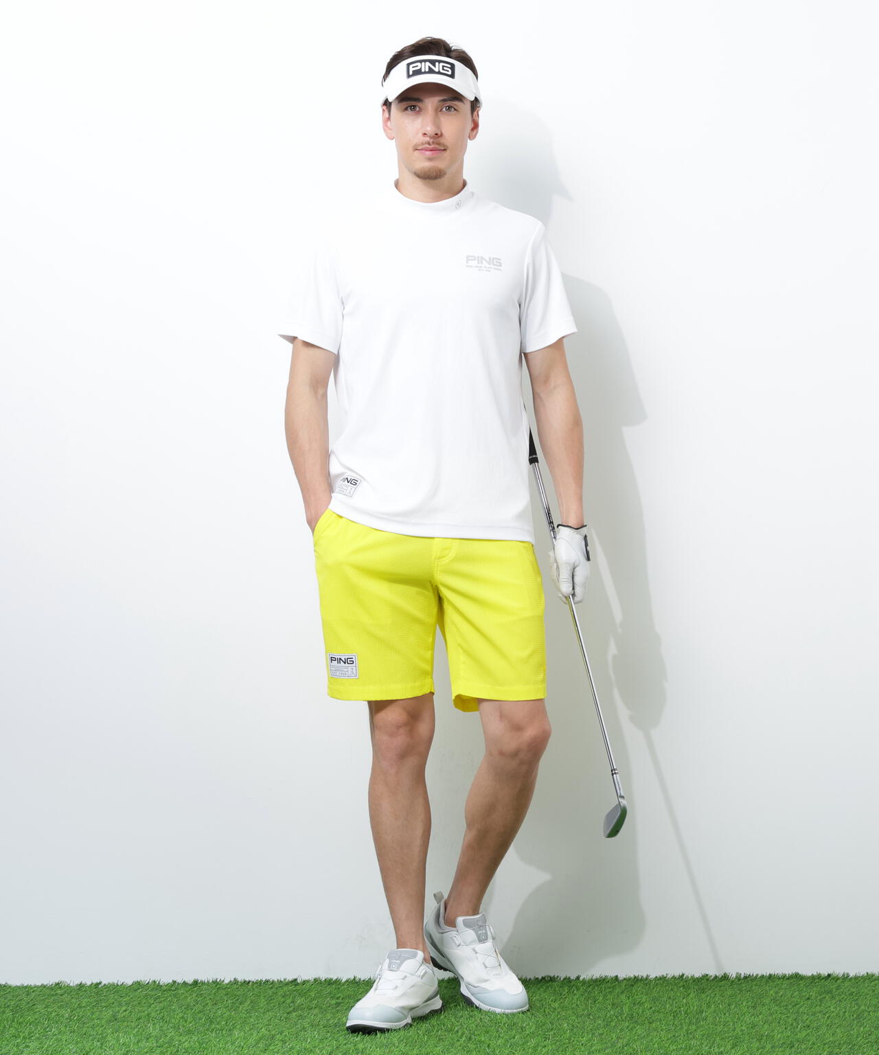 【PING APPAREL】スーパーシェルター06半袖ハイネックシャツ ＜GOLD＞ (MENS)