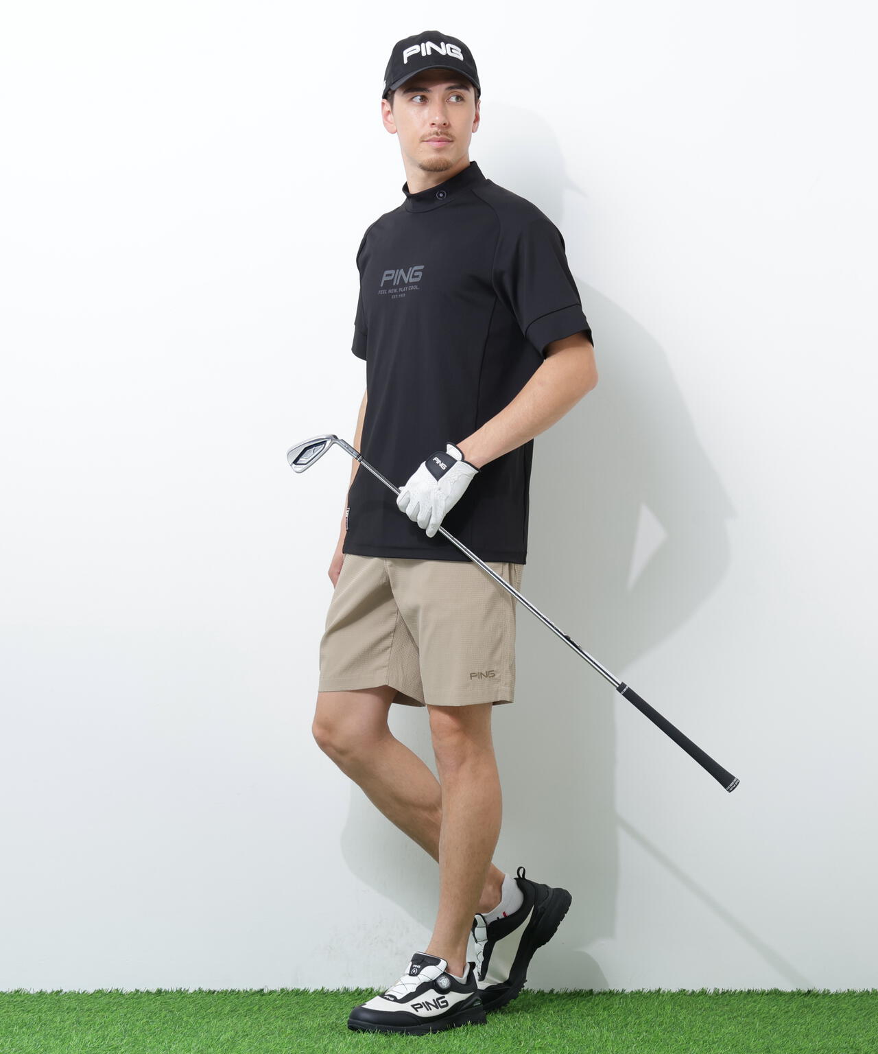 【PING APPAREL】テラカノコ半袖ハイネックシャツ ＜GOLD＞ (MENS)