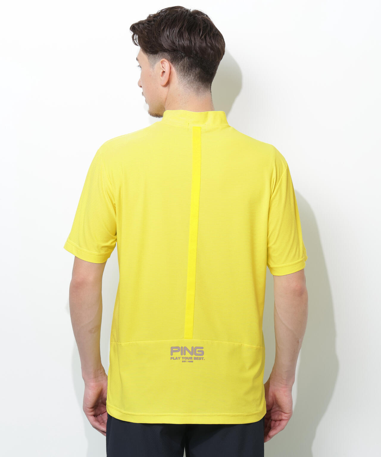 PING APPAREL】シングルメッシュ レイブロック半袖ハイネックシャツ