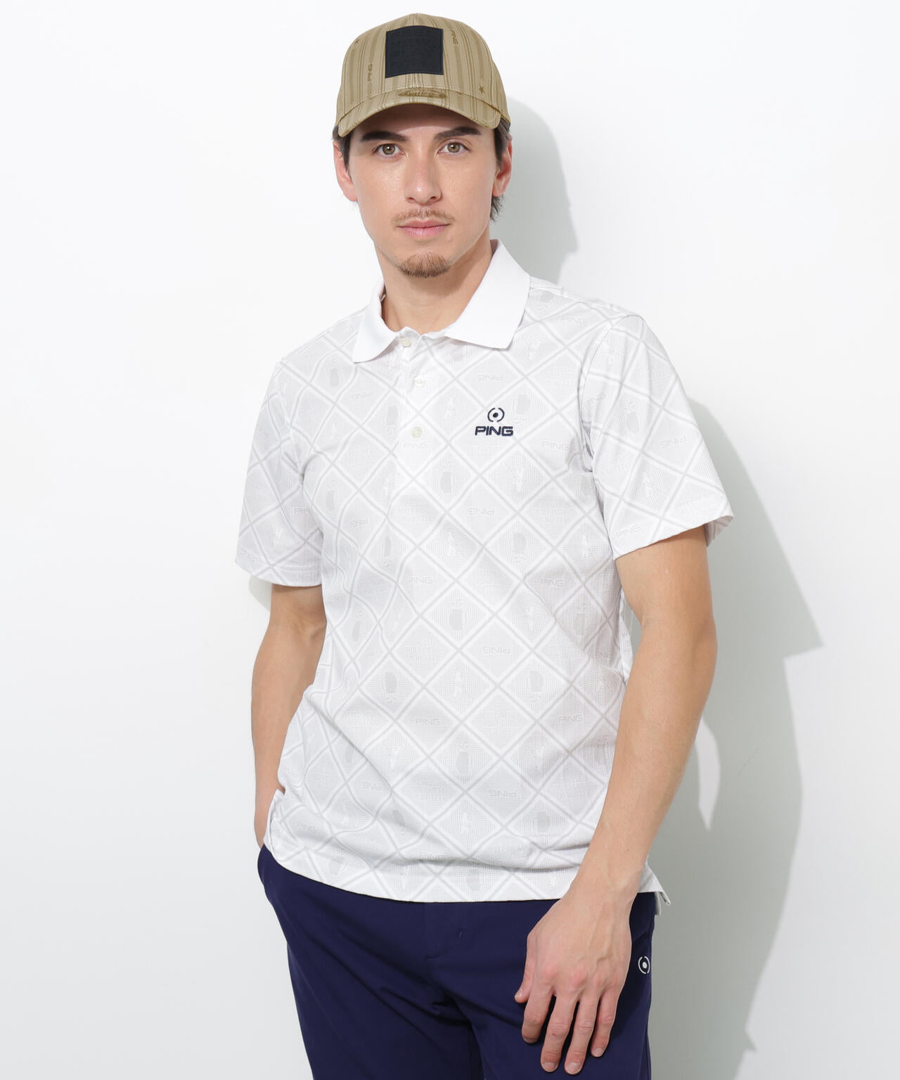 【PING APPAREL】ストライプ総柄プリントキャップ ＜NATIVE＞(UNISEX)