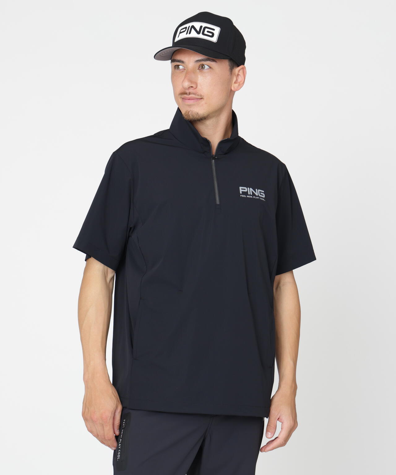 【新品】ピン　レイヤード セット ポロシャツ　長袖インナー　ネイビー　サイズM PING APPAREL］［接触冷感・UVカット・撥水］レイヤードツインセット