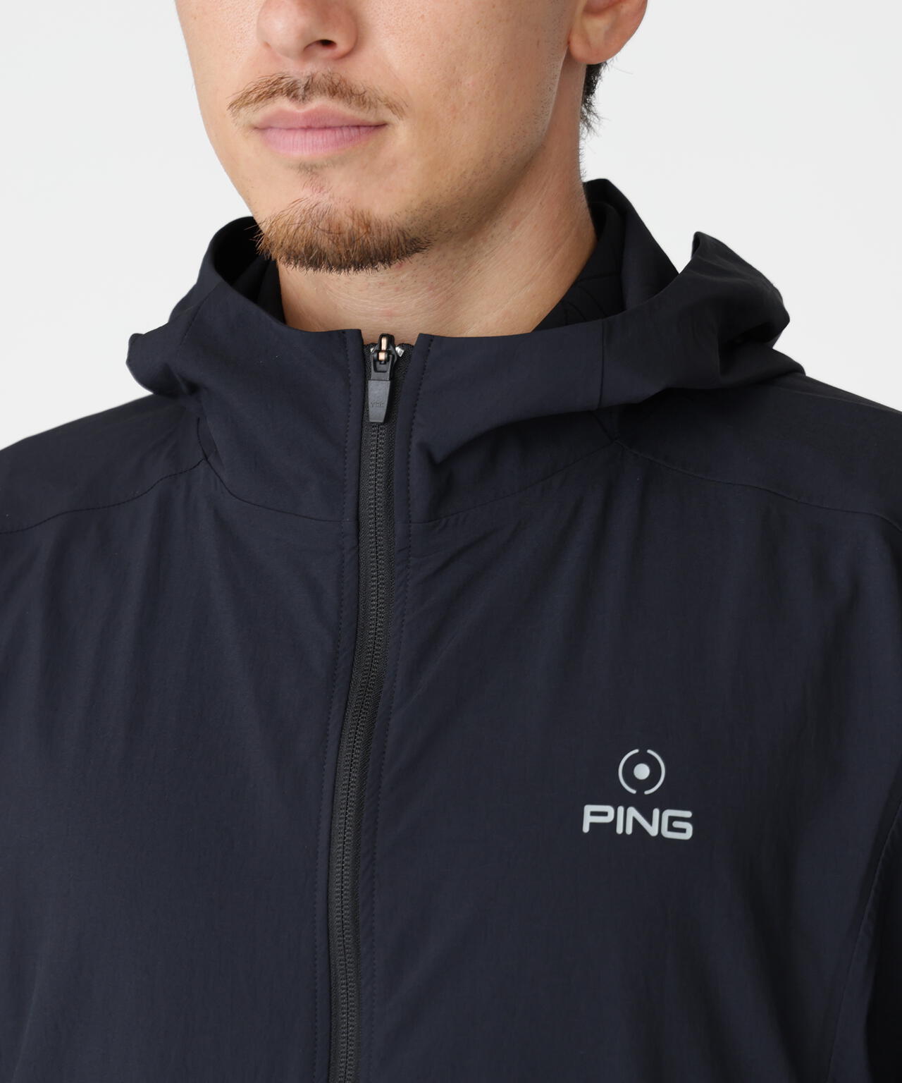 PING APPAREL］［撥水］全方向ストレッチフルジップフーディブルゾン