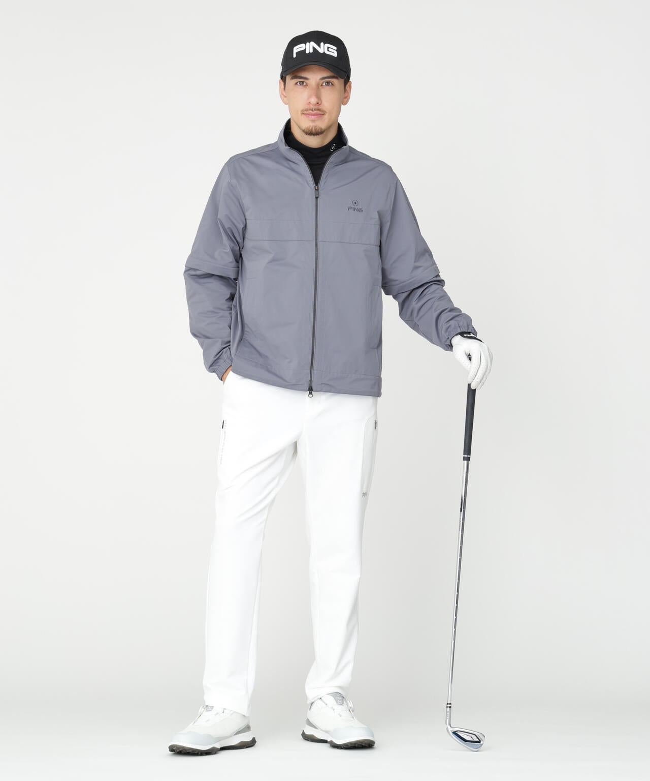 PING APPAREL】ストレッチハイゲージ天竺2WAYスタンドフルジップ