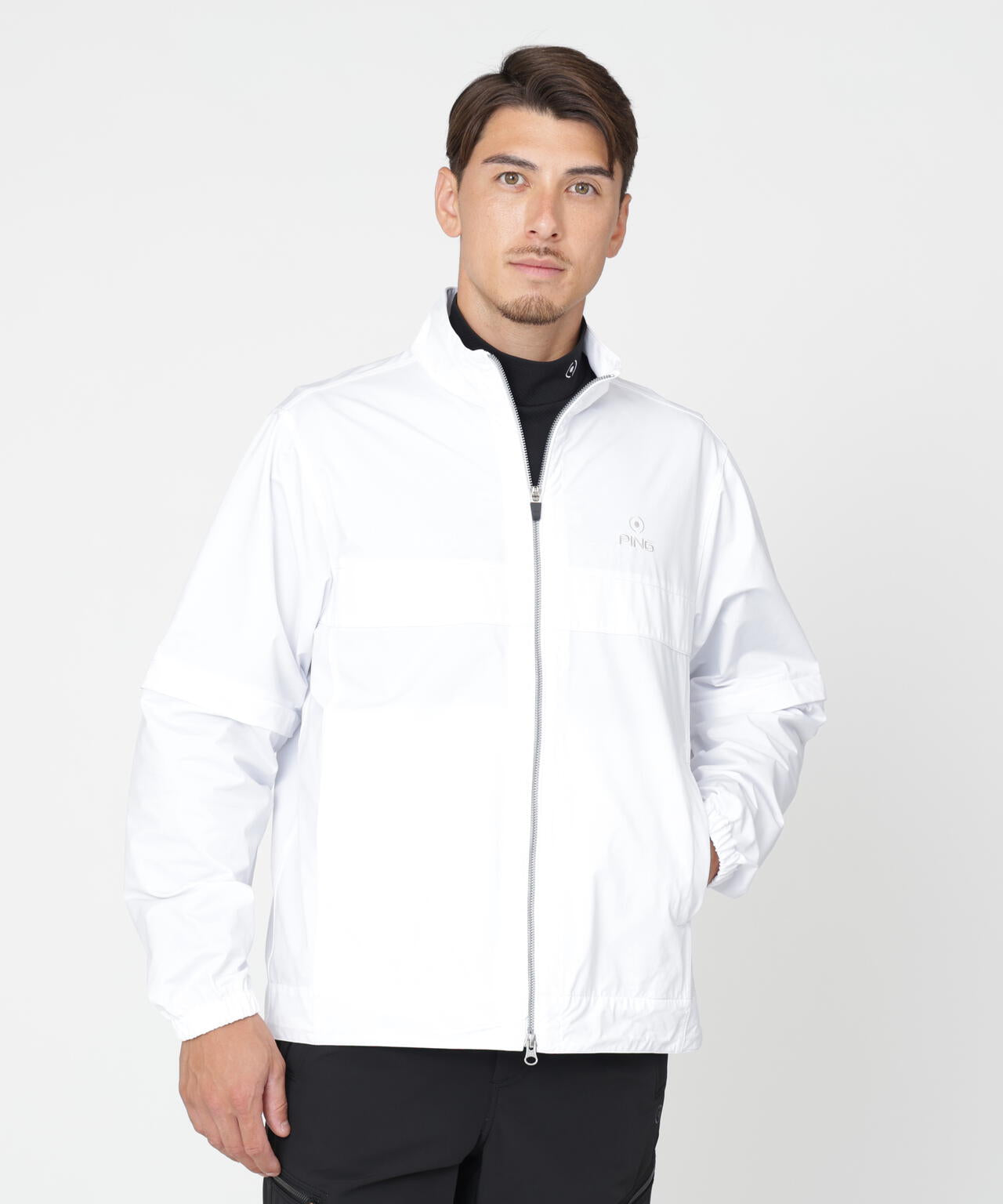 PING APPAREL】ストレッチハイゲージ天竺2WAYスタンドフルジップ