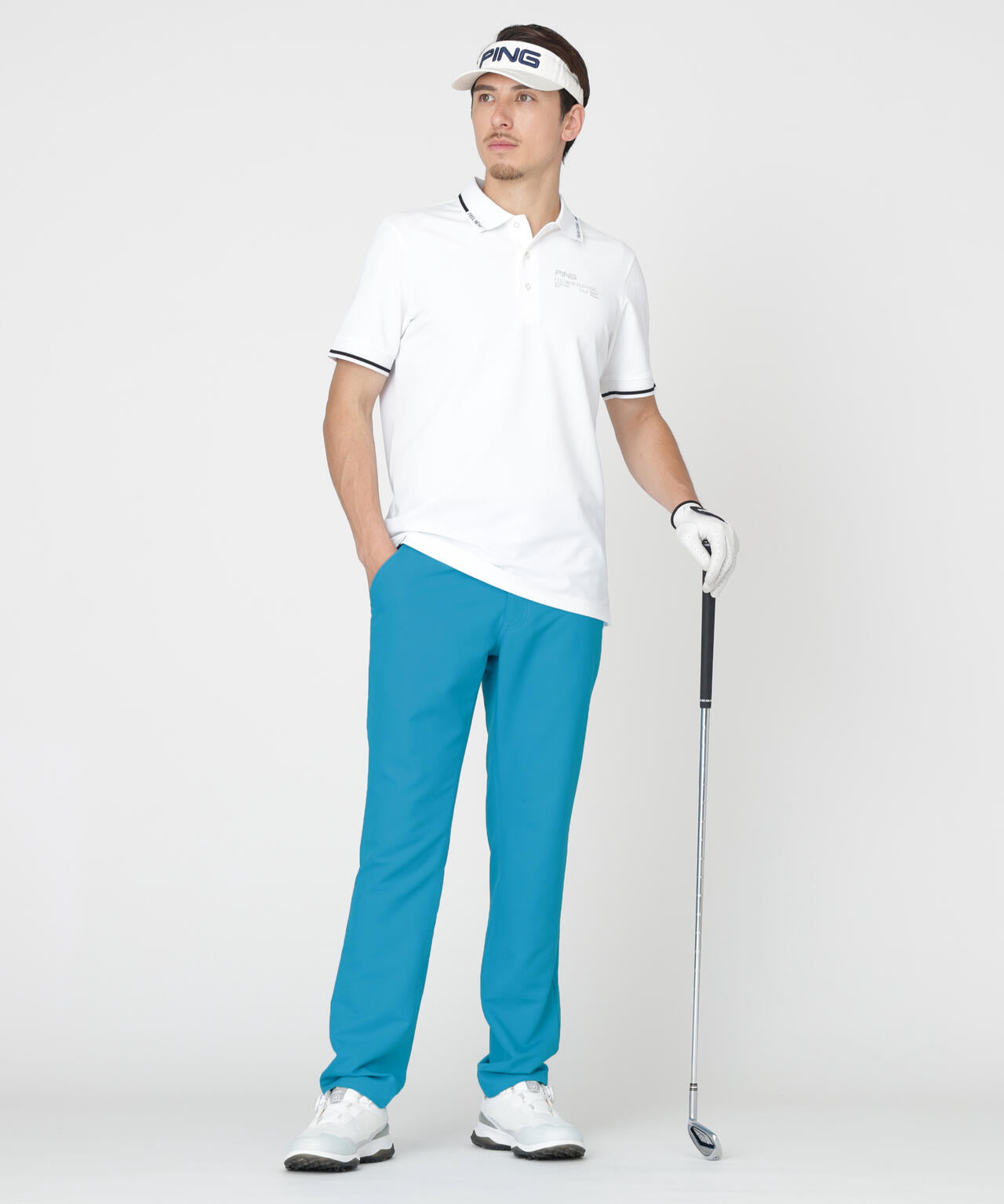 【PING APPAREL】全方向ストレッチ裏グリッドナイロン5ポケットパンツ (MENS)