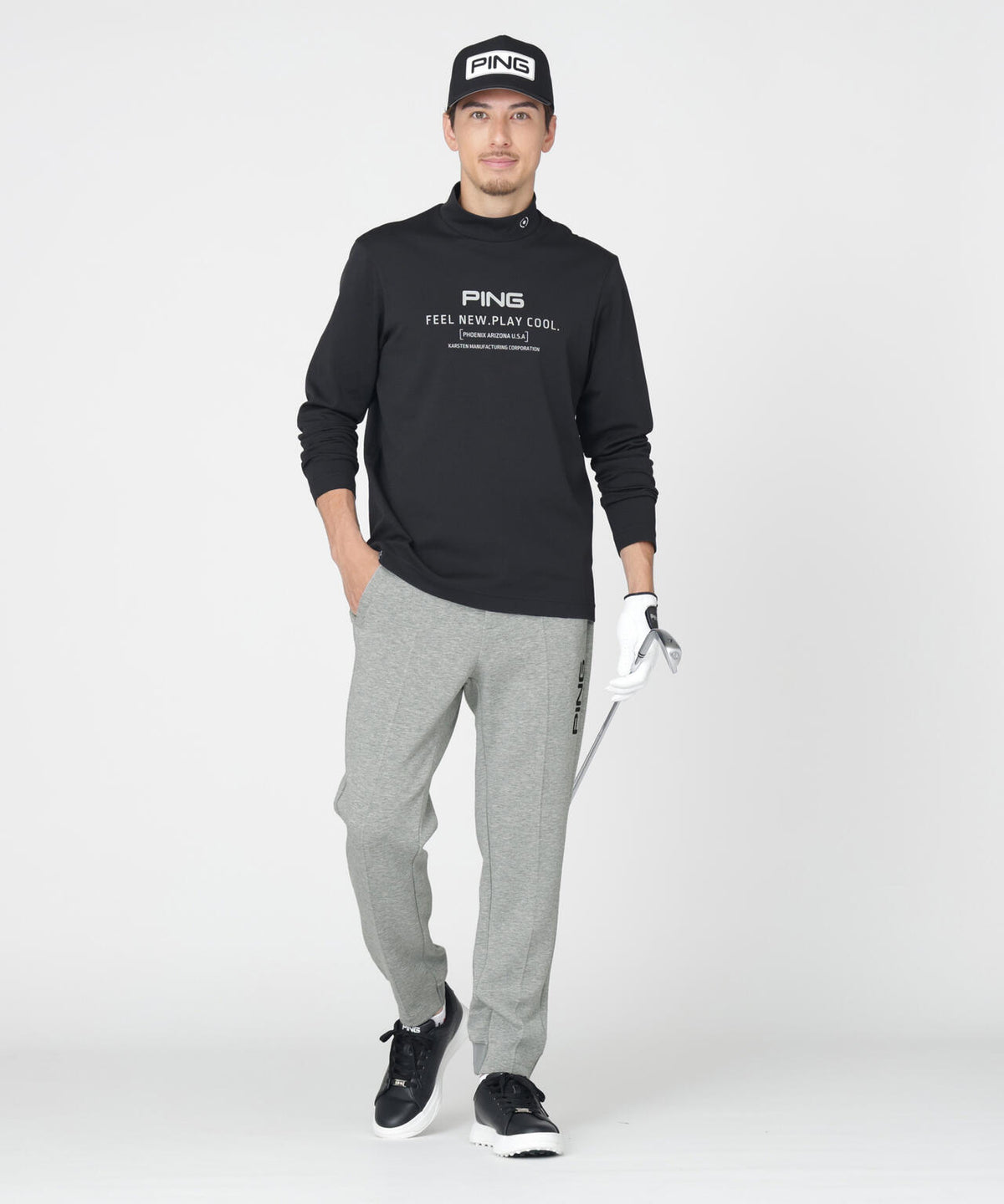 【PING APPAREL】全方向ストレッチダンボールニットテーパードパンツ (MENS)