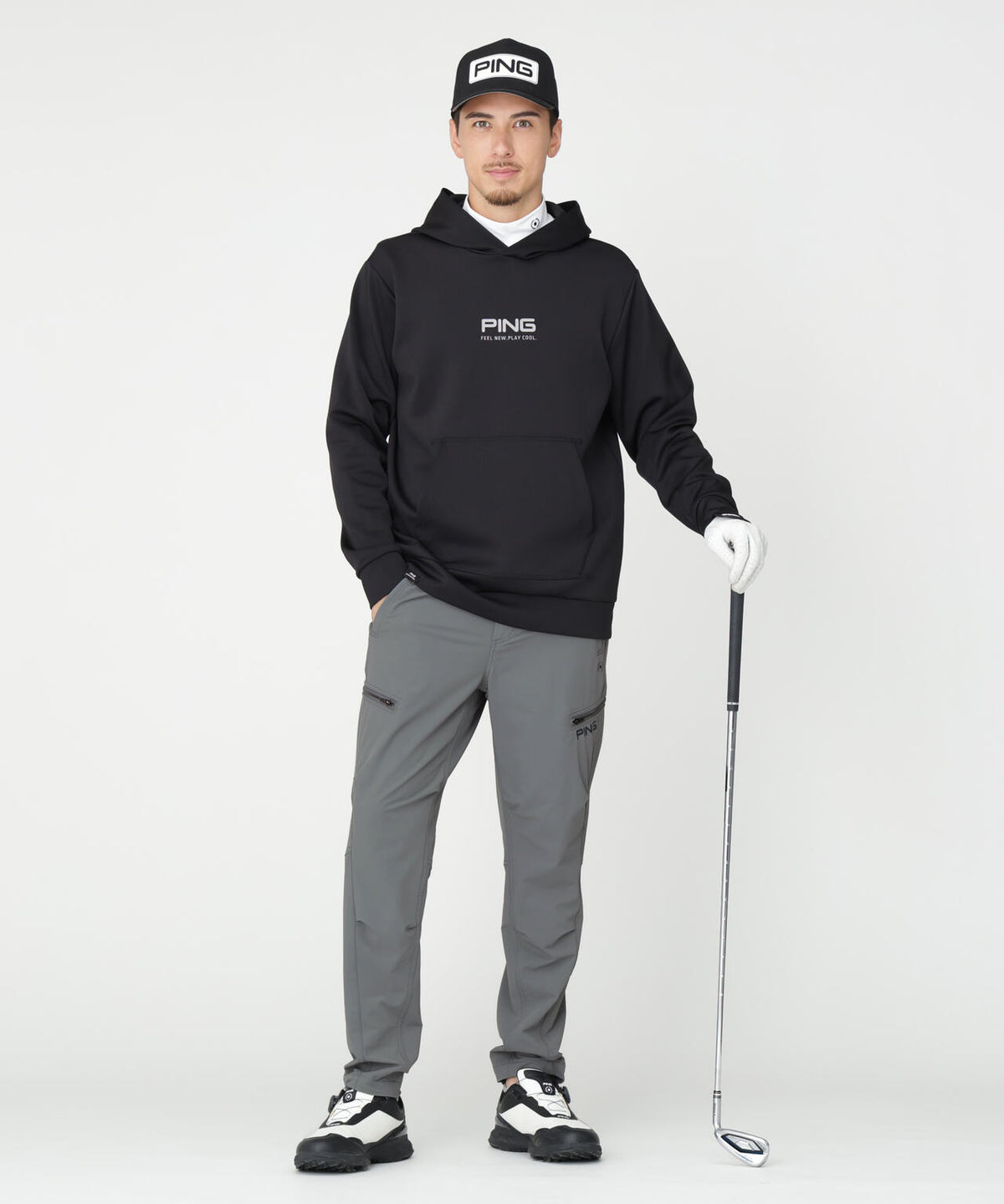 [PING APPAREL] 全方向ストレッチ二重織 フィット&ストレッチテーパードパンツ (MENS)
