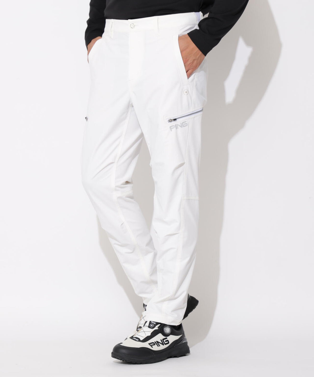 [PING APPAREL] 全方向ストレッチ二重織 フィット&ストレッチテーパードパンツ (MENS)