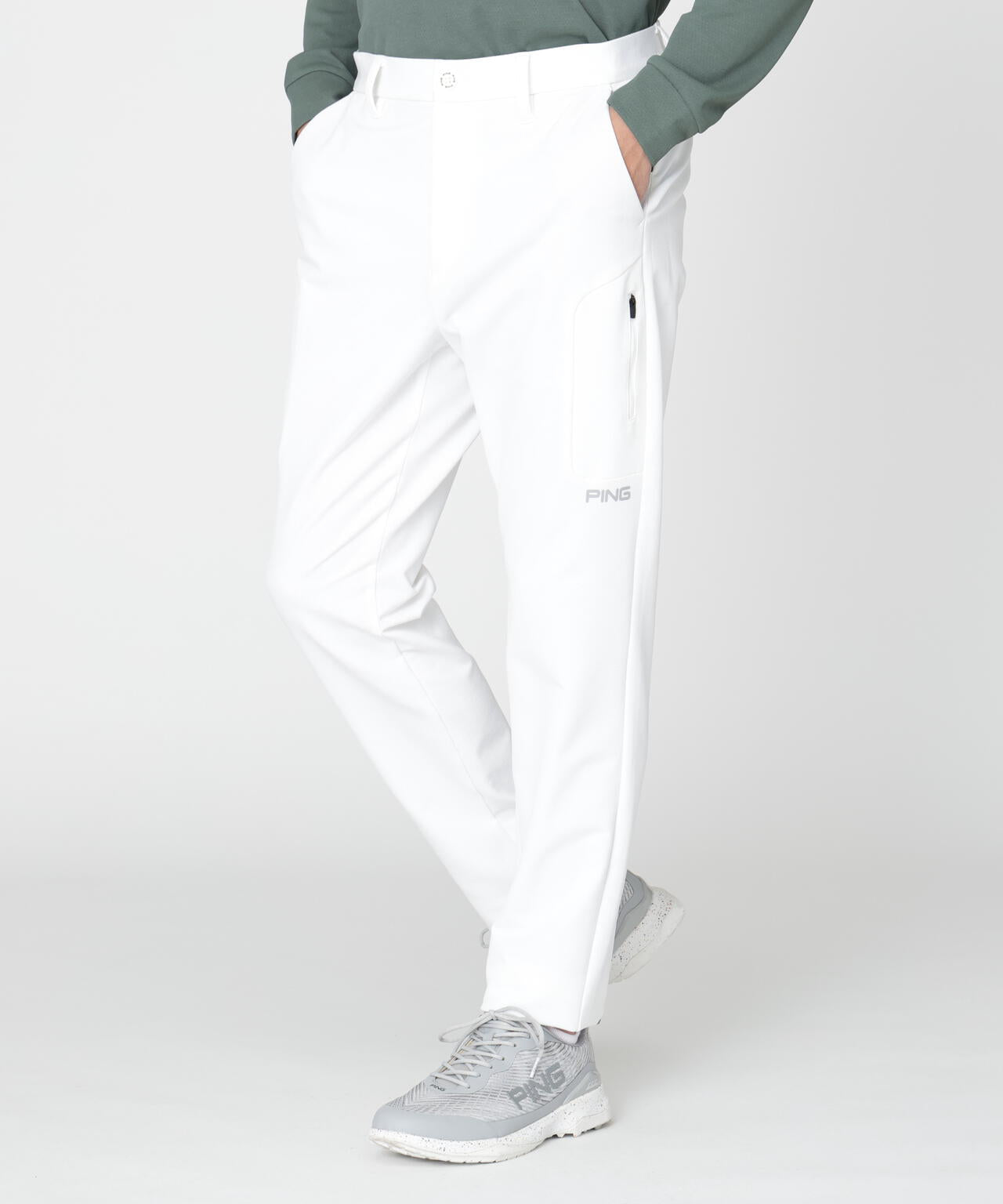 美品◎PING ピン テーラードパンツ ホワイト 白 23年モデル ストレッチ PING APPAREL】全方向ストレッチパーテックスアンリミテッドテーパード