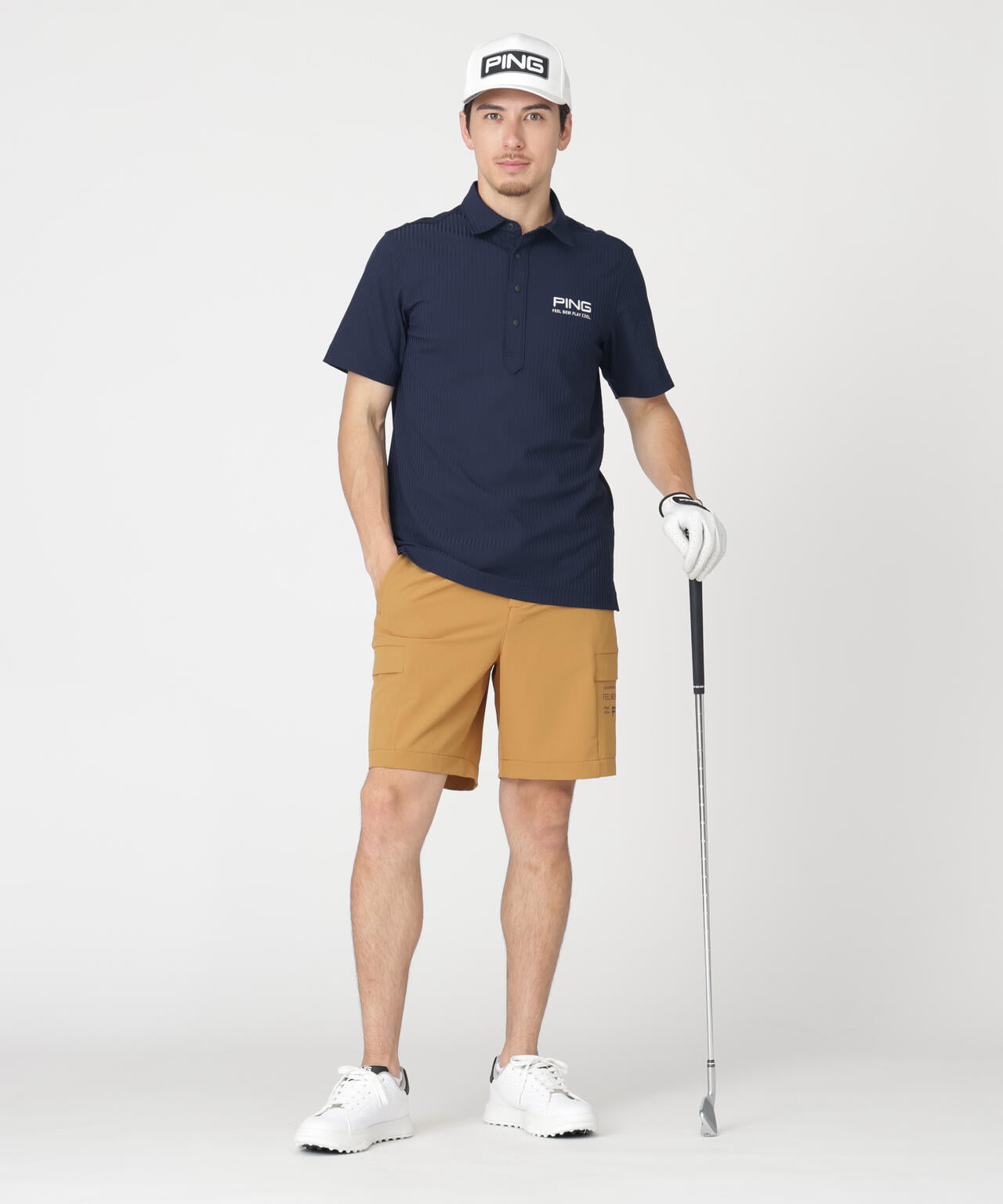 とも☆　ピンPING PING APPAREL】ダブルストレッチフラップショートパンツ (MENS) | PING