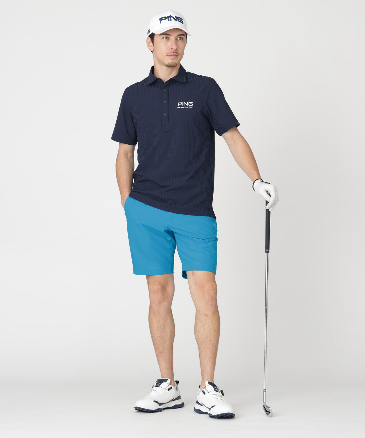 【PING APPAREL】全方向ストレッチ裏グリッドナイロンショートパンツ (MENS)