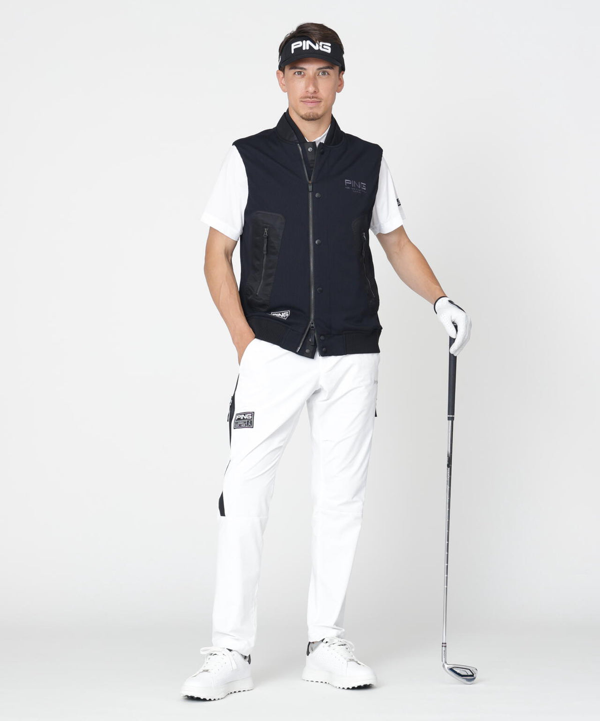 【PING APPAREL】ワッフルフルジップベスト ＜GOLD＞ (MENS)