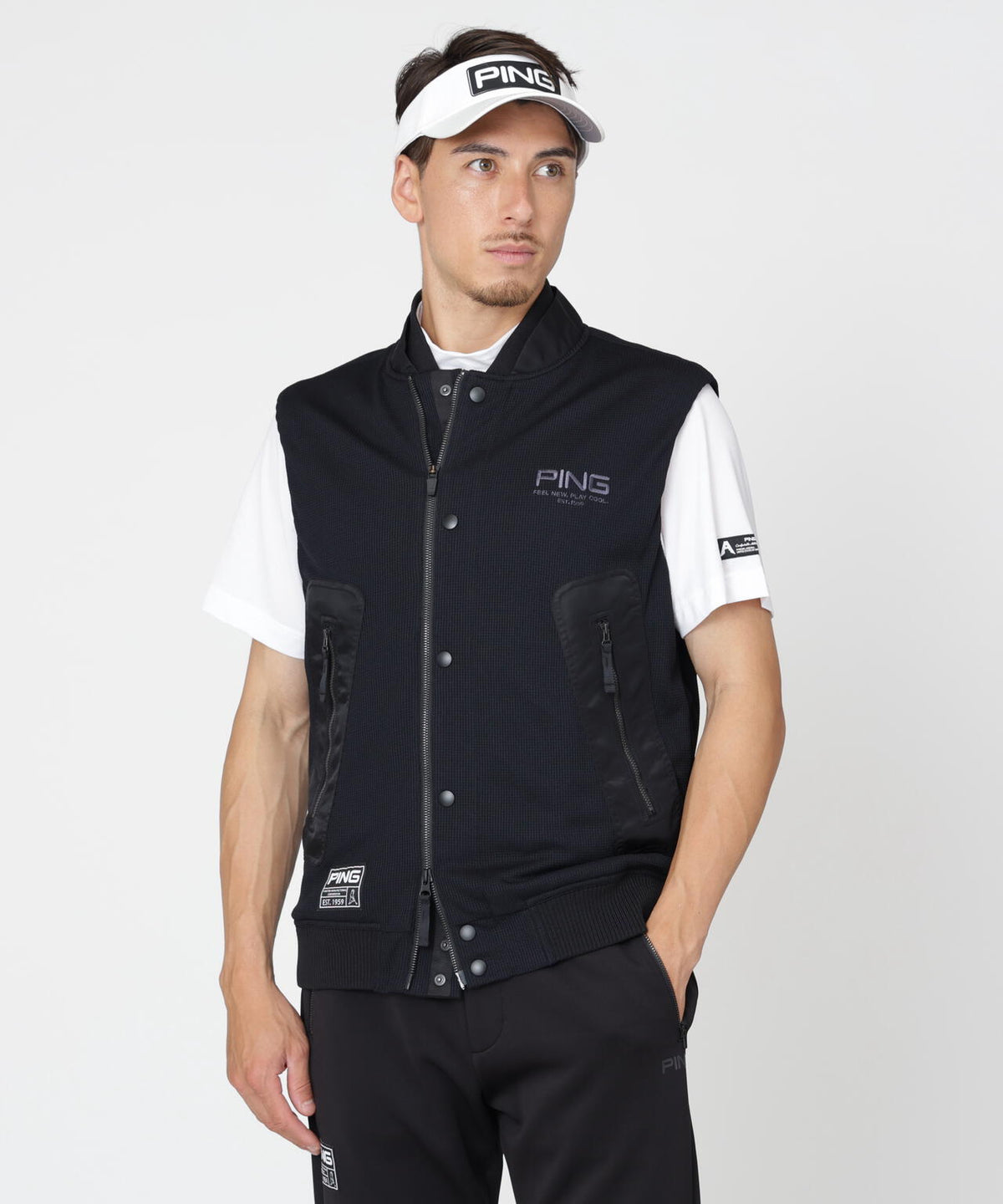 【PING APPAREL】ワッフルフルジップベスト ＜GOLD＞ (MENS)