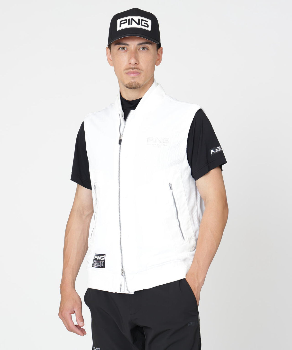 【PING APPAREL】ワッフルフルジップベスト ＜GOLD＞ (MENS)
