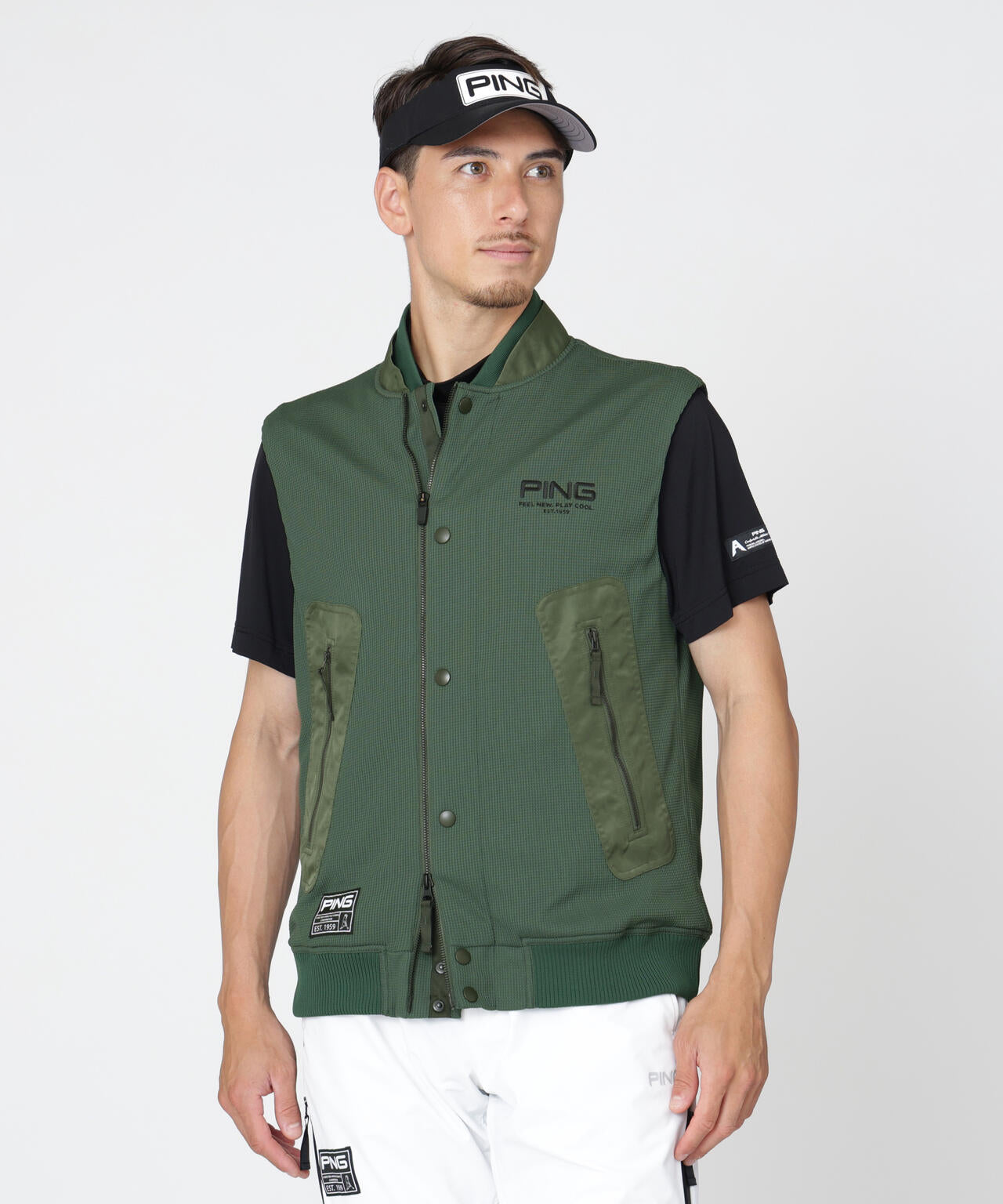 【PING APPAREL】ワッフルフルジップベスト ＜GOLD＞ (MENS)
