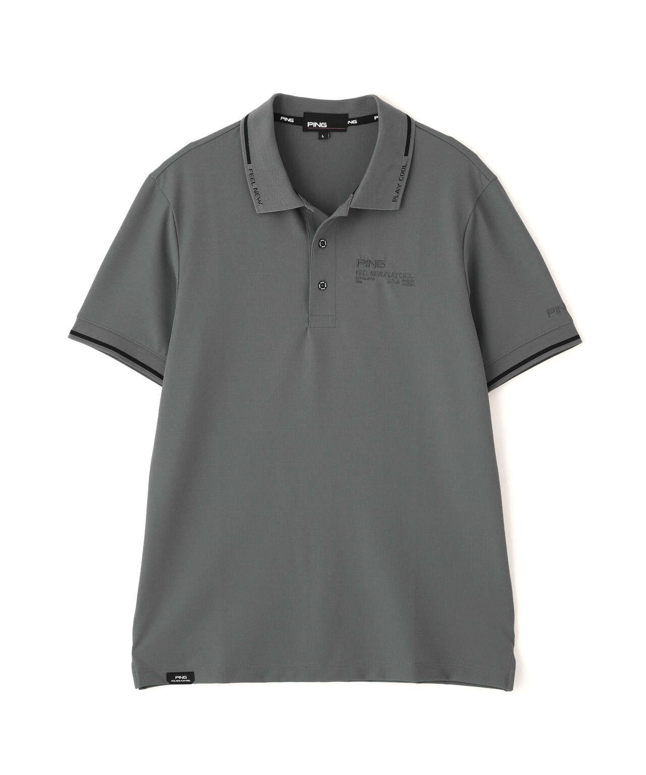 【PING APPAREL】ワッフルロゴジャガード衿半袖ポロシャツ (MENS)