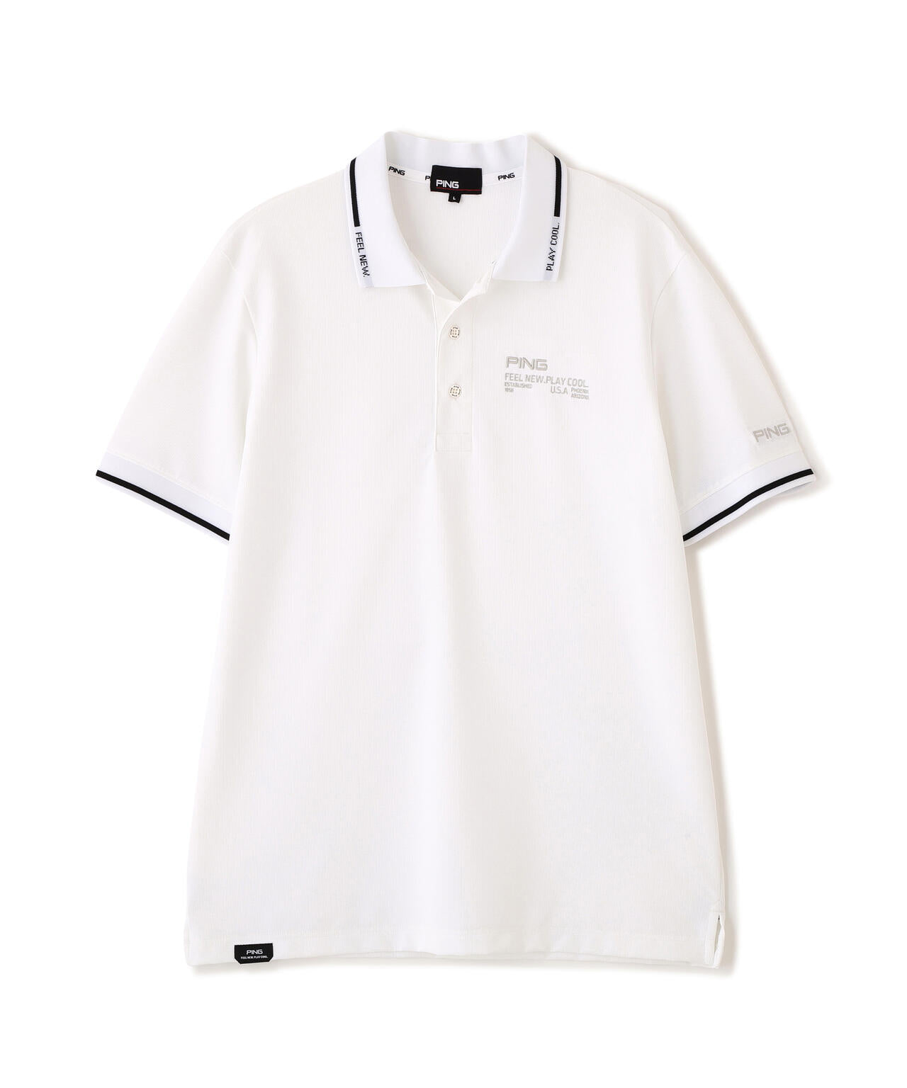 【PING APPAREL】ワッフルロゴジャガード衿半袖ポロシャツ (MENS)