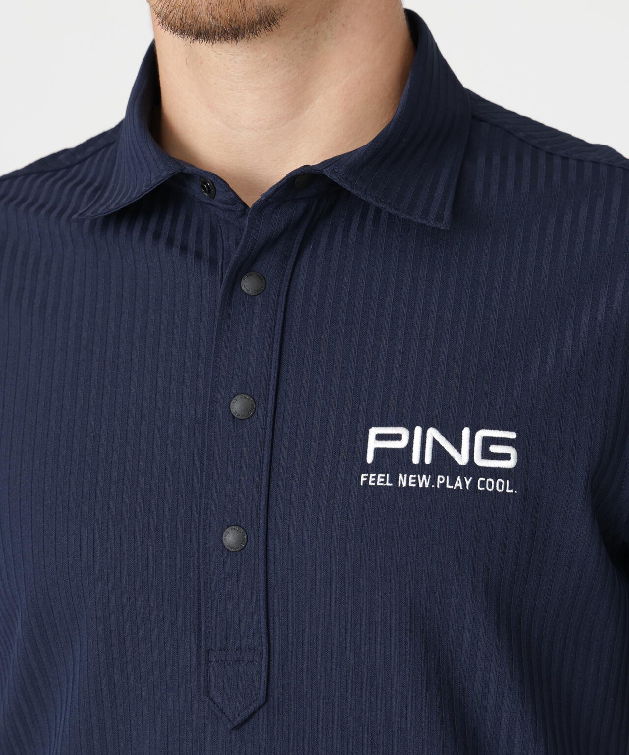 【PING APPAREL】全方向ストレッチシアサッカー半袖ポロシャツ (MENS)