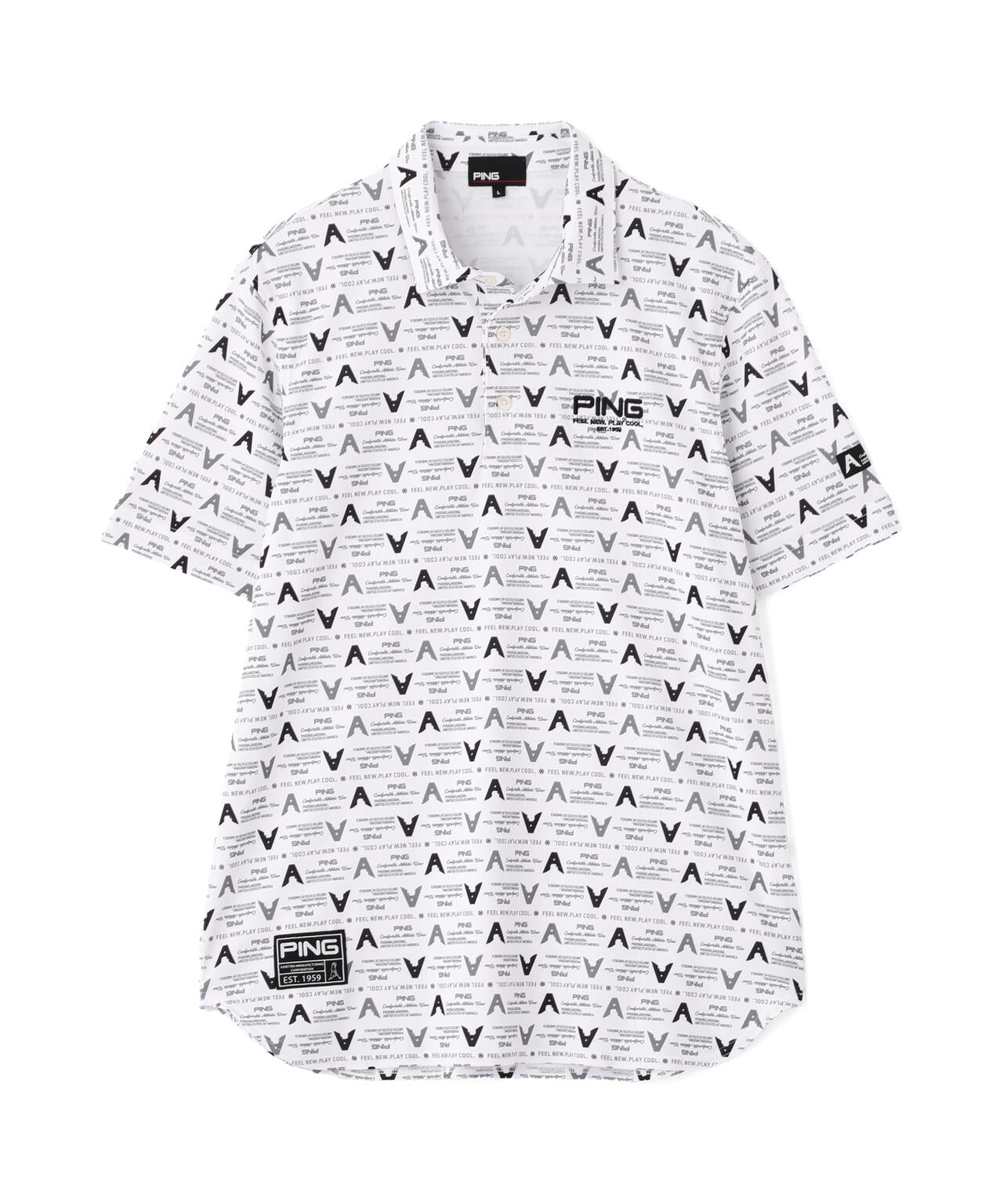 【PING APPAREL】総柄半袖ポロシャツ ＜GOLD＞ (MENS)