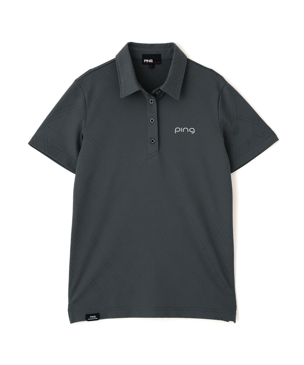 【PING APPAREL】ストレッチダルブラ三角幾何学柄ジャガード半袖ポロシャツ (MENS)