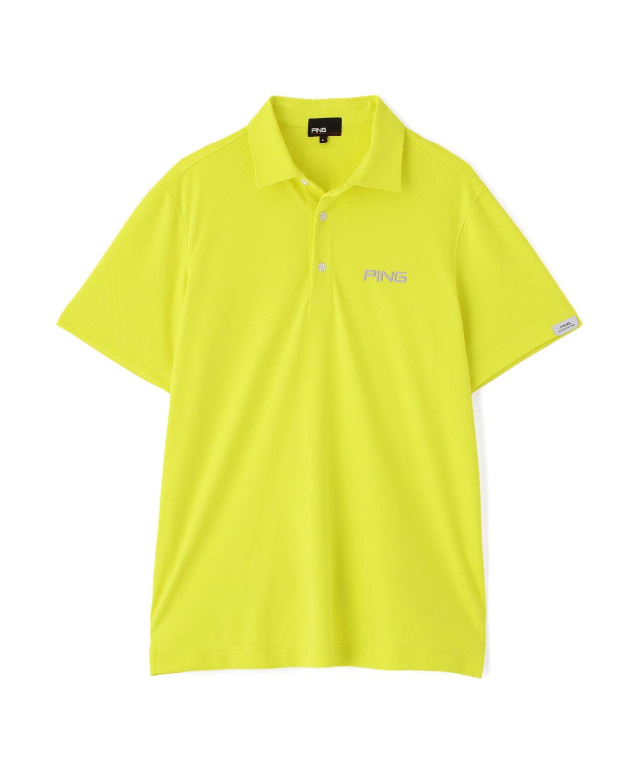 【PING APPAREL】ストレッチダルブラ三角幾何学柄ジャガード半袖ポロシャツ (MENS)