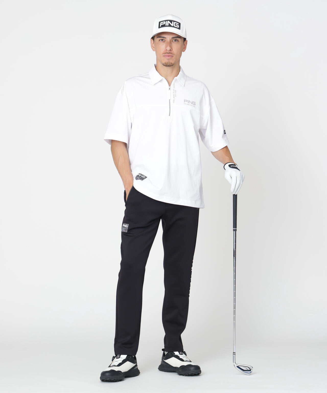 【PING APPAREL】半袖ハーフジップシャツ ＜GOLD＞ (MENS)