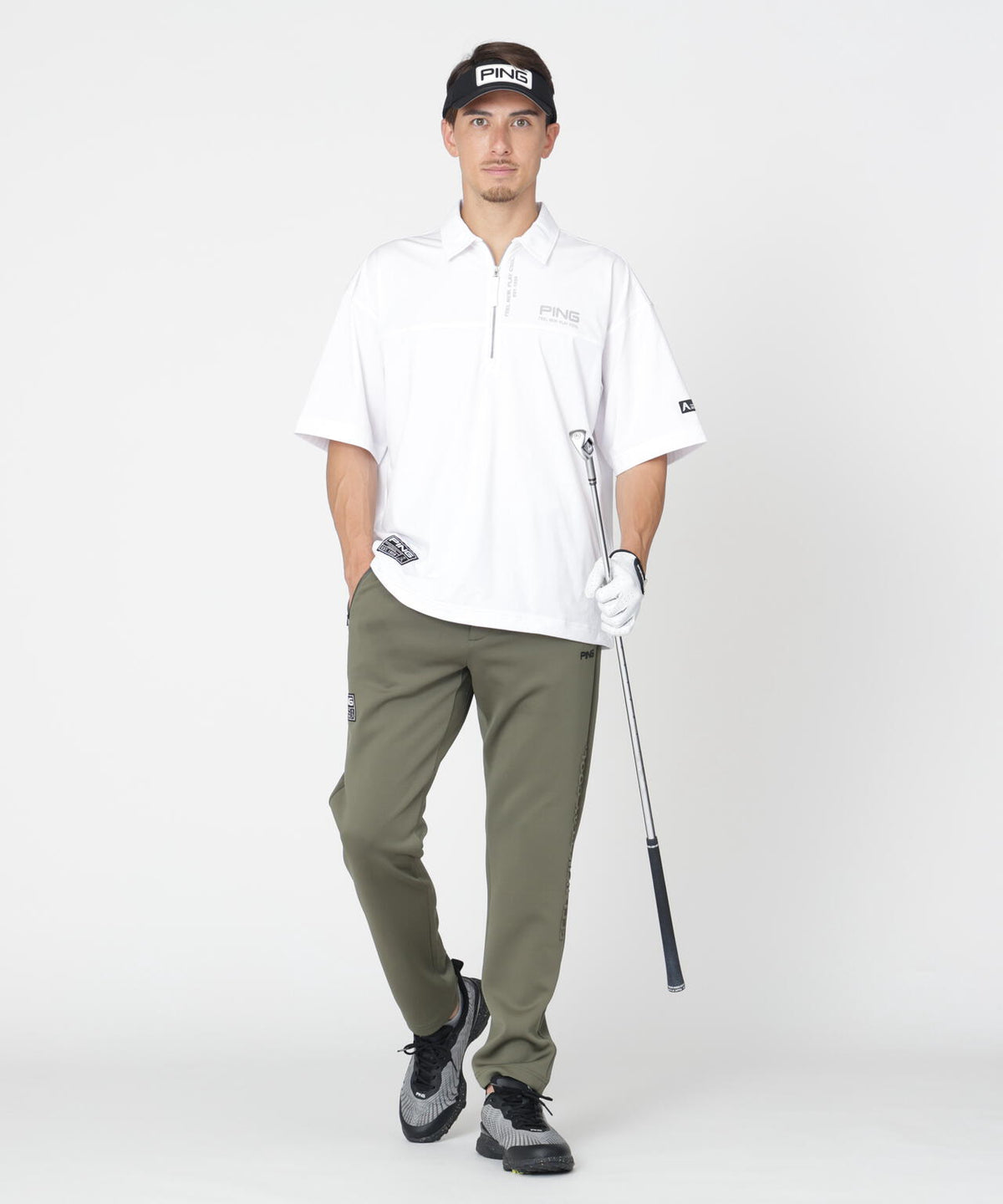 【PING APPAREL】半袖ハーフジップシャツ ＜GOLD＞ (MENS)
