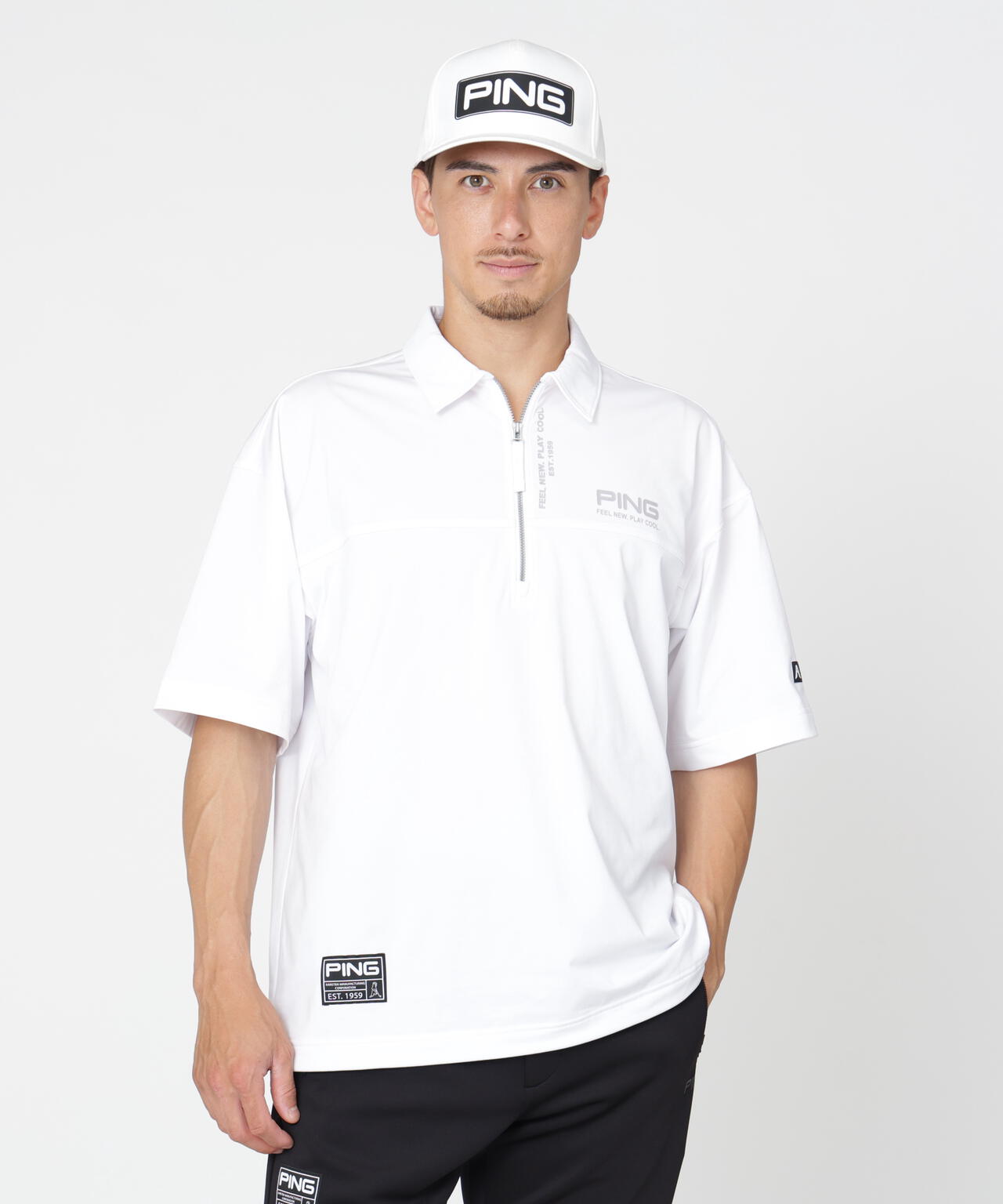 【PING APPAREL】半袖ハーフジップシャツ ＜GOLD＞ (MENS)
